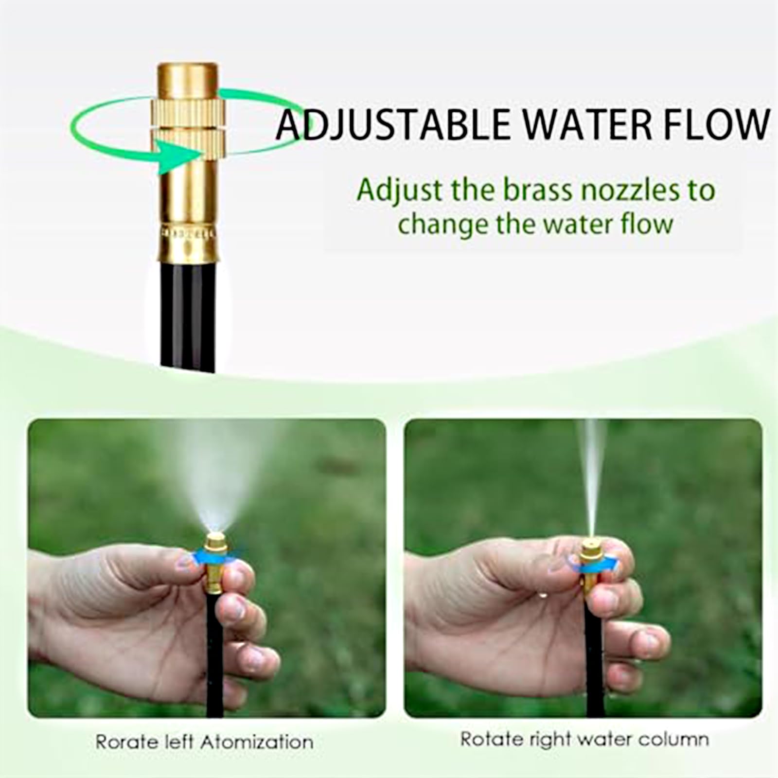 Kit di Irrigazione Automatica, Kit di Irrigazione da Giardino Curvo a 360° con Ugelli Nebulizzatori Regolabili per Prato, Serra, Patio e Giardino 15 nozzles + hose*15m