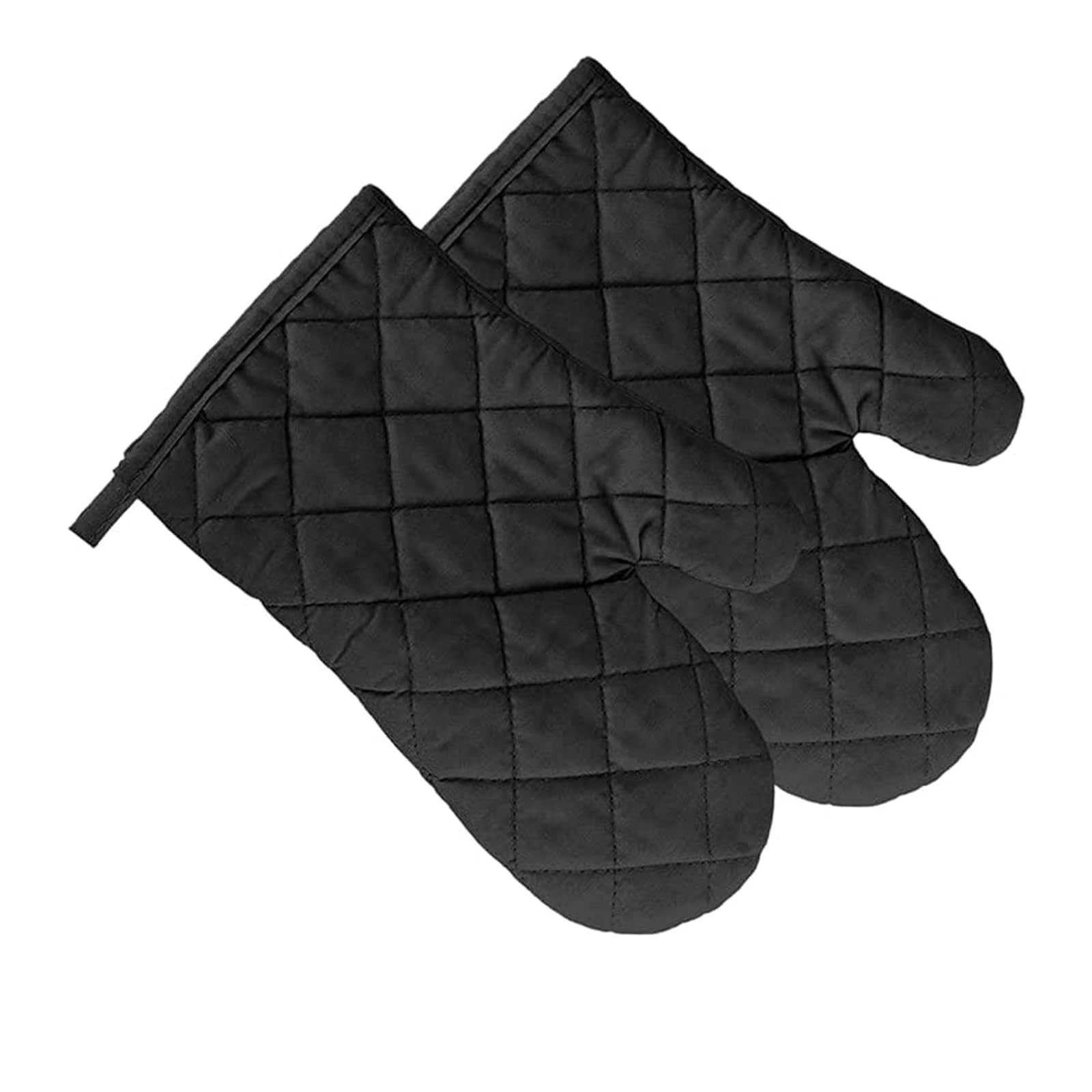 1Pair Black Oven Gloves, Oven Gloves Heat Resistant, OvenMitts Heat Resistant, Thickened and Breathable, Cotton-Type Heat-Insulating Glove for Grilling Cooking Baking Kitchen Microwave Pizza(Black)