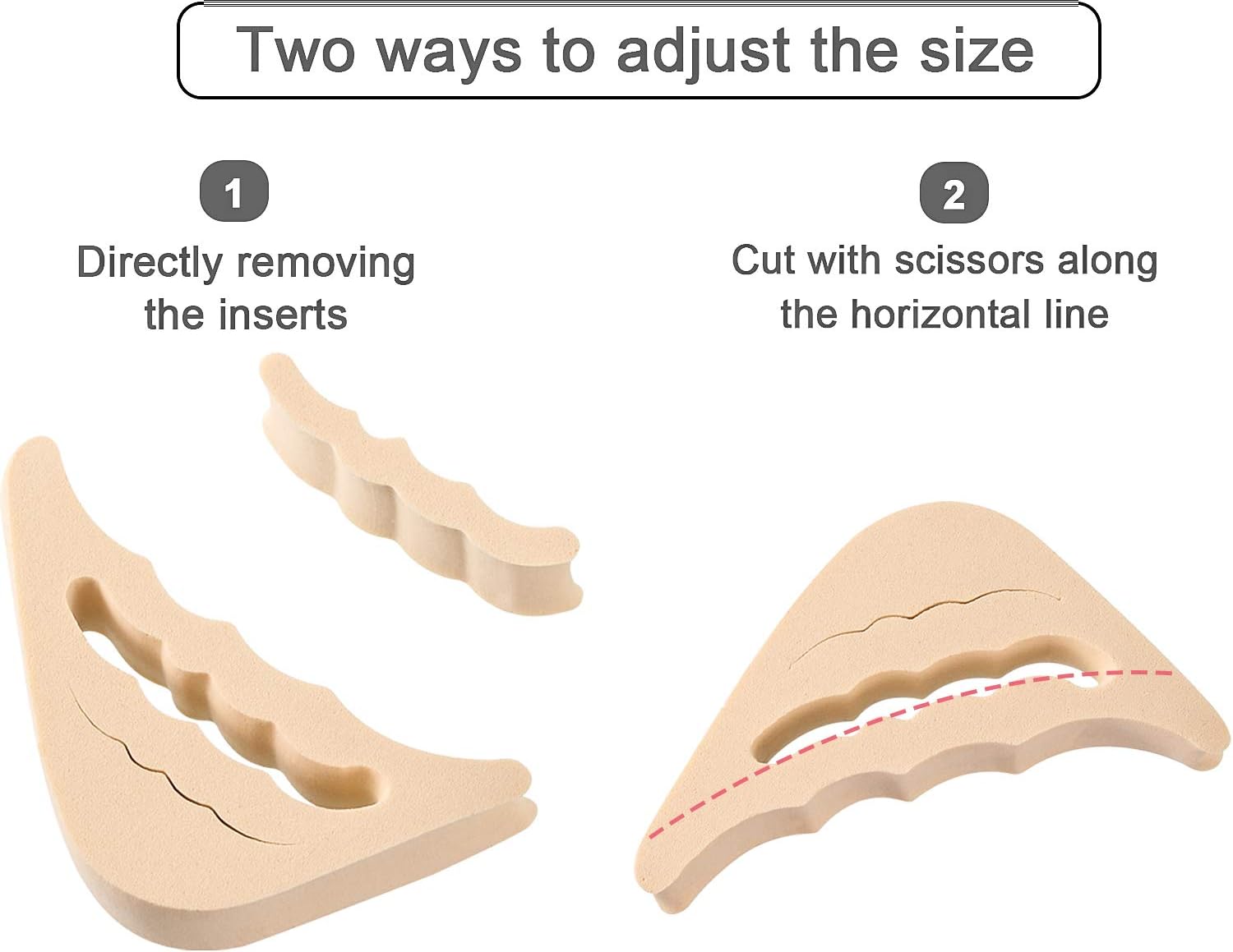 4 Pair Toe Filler Inserts Adjustable Shoe Filler Reusable Toe Plug Foot Brace Pads to Make Big Shoes Fit