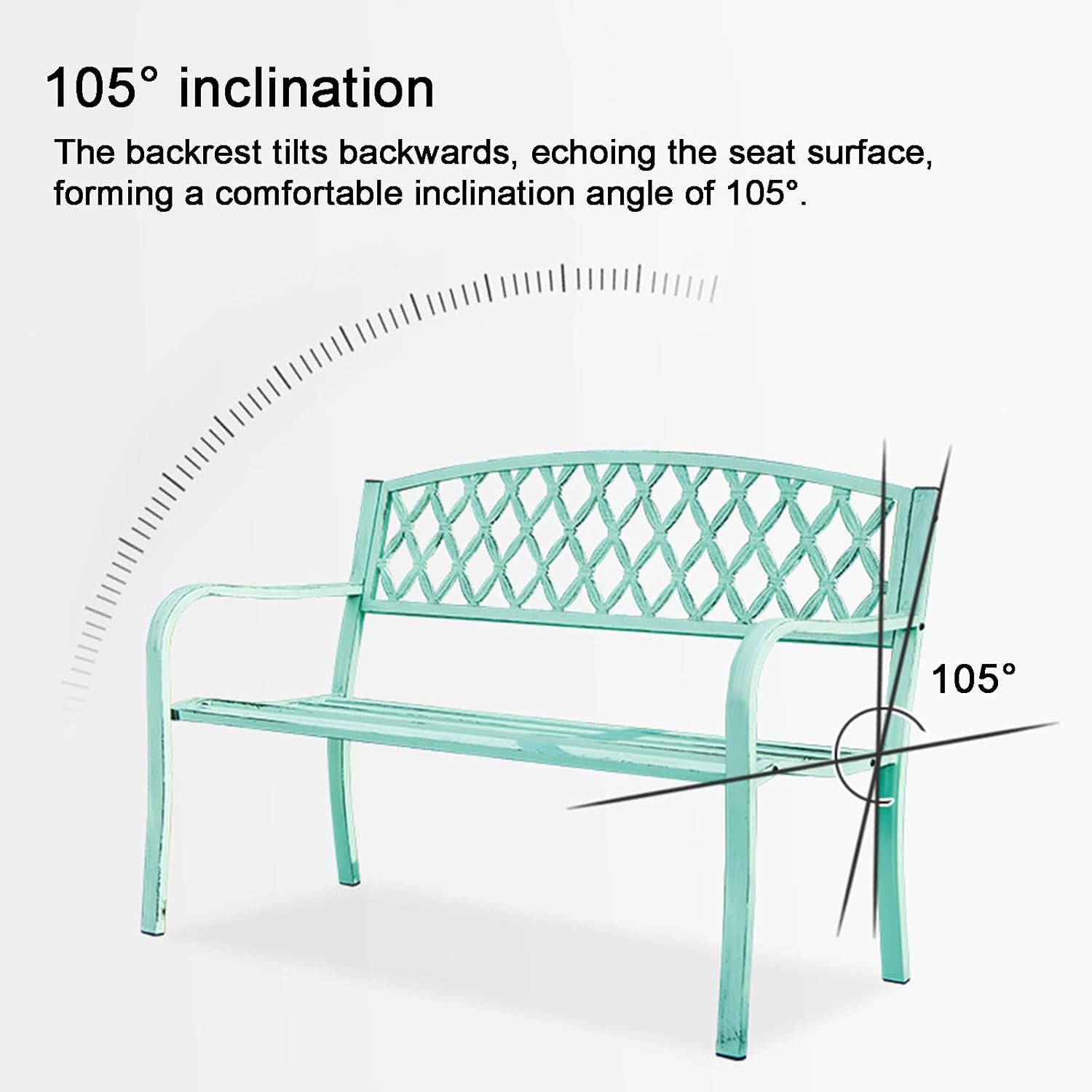 50" Metal Outdoor Bench for 2, Weatherproof Steel Garden Seating with Slatted Design & Comfortable Backrest - Perfect for Patio & Yard (Brown)