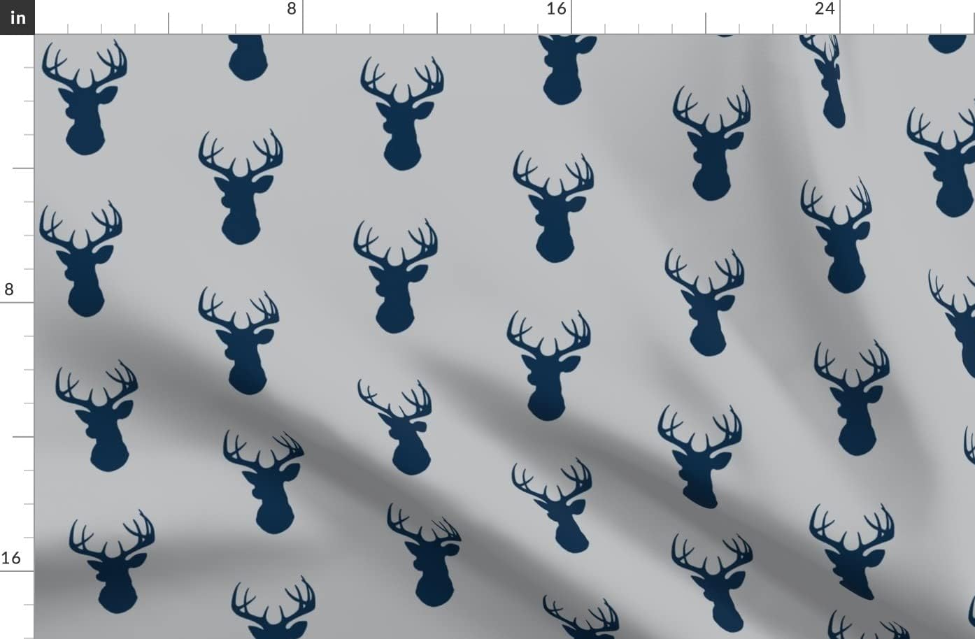 Spoonflower Fabric - Deer, Grey, Navy Blue, Boy, Woodland, Nursery Printed on Polartec(R) Fleece Fabric by The Yard - Sewing Blankets Loungewear and No-Sew Projects