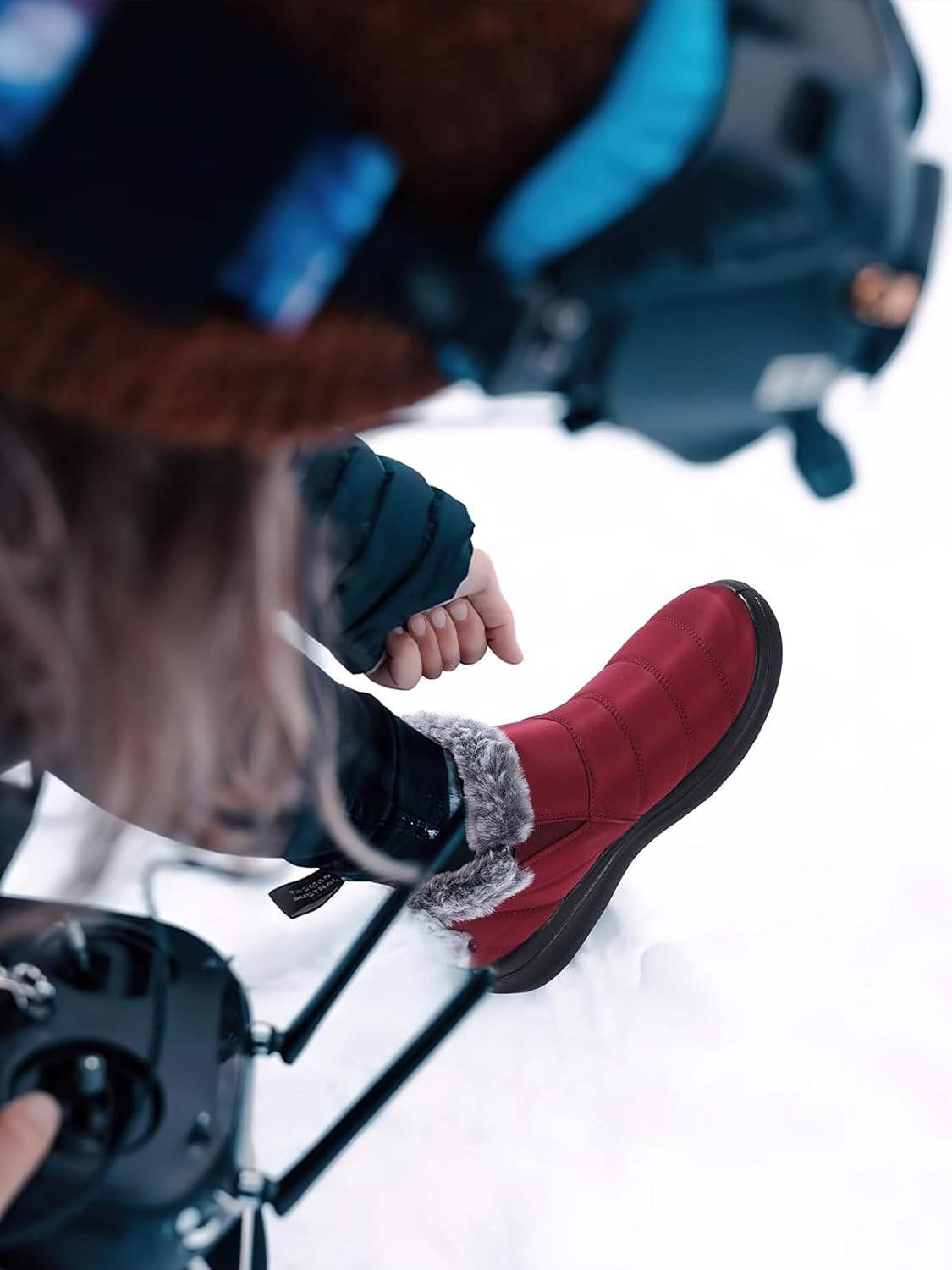 SHIBEVER Winter Waterproof Boots for Women: Snow Womens Ankle Fur Lined Shoes Slip On Warm Insulated Winter Boot - Image 3