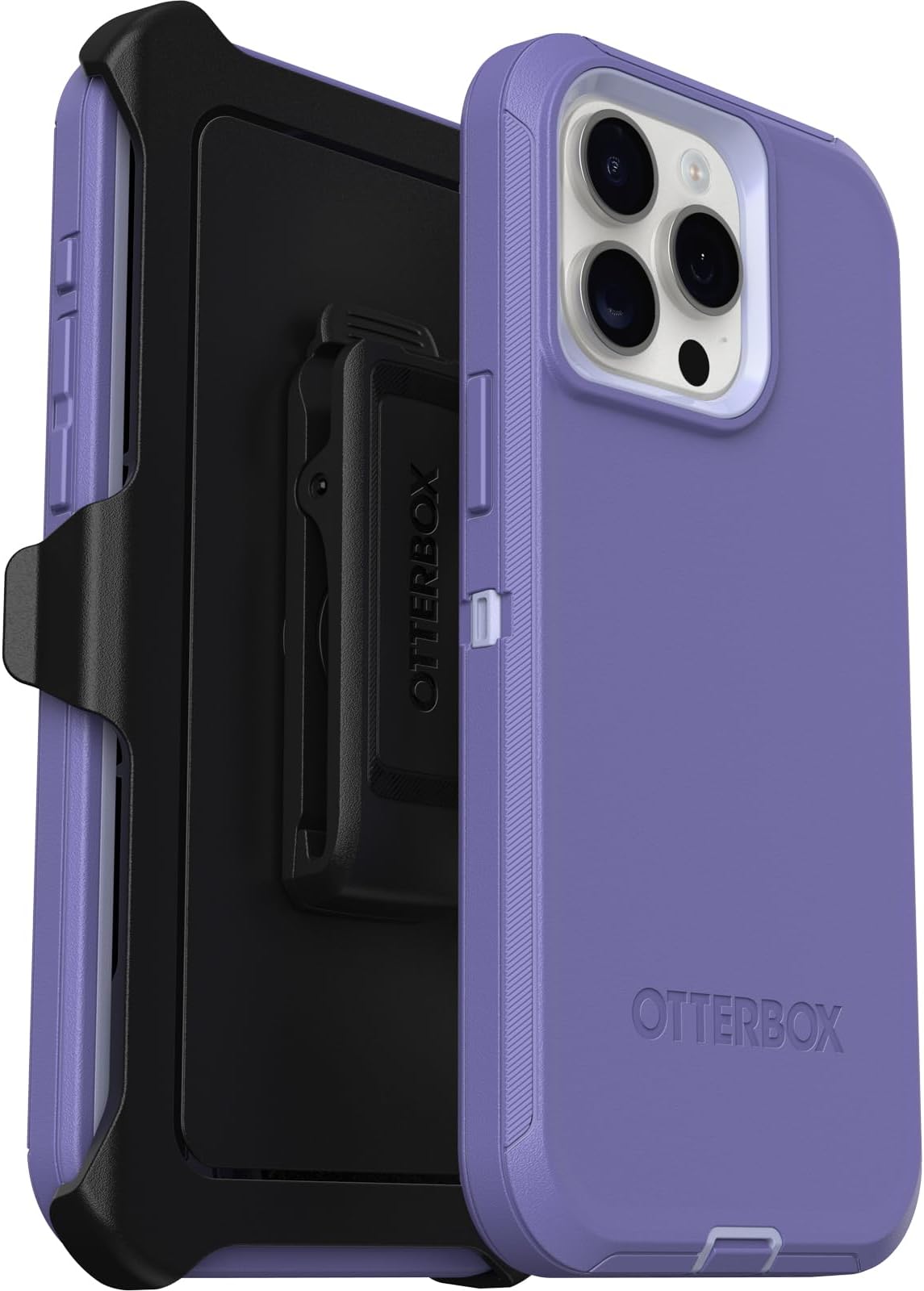 OtterBox iPhone 15 Pro MAX (Only) Defender Series Case - MOUNTAIN MAJESTY (Purple), screenless, rugged & durable, with port protection, includes holster clip kickstand