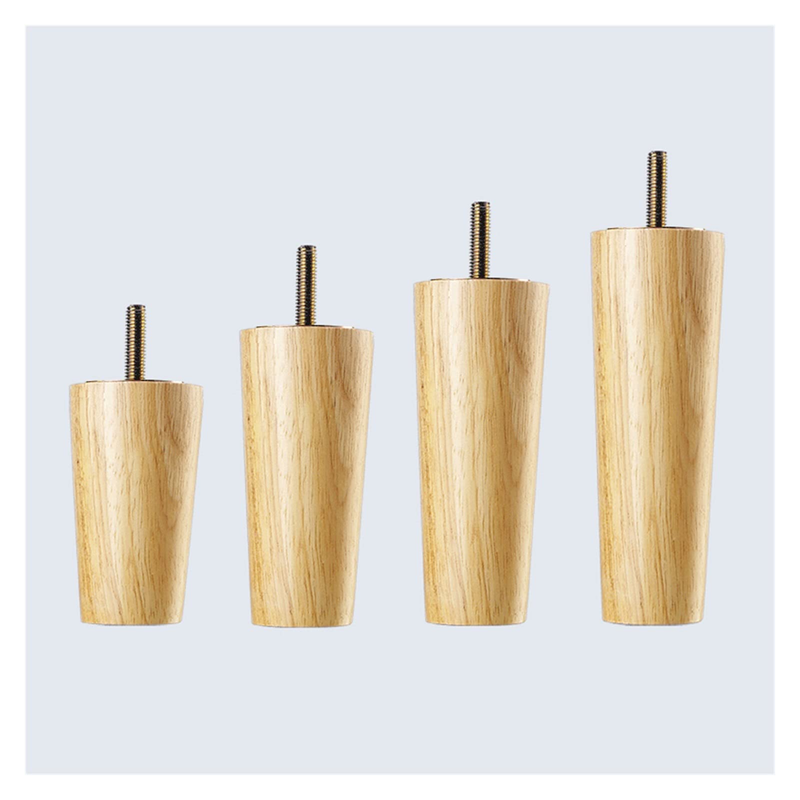 Gambe coniche in legno di gomma per divano, 4 viti regolabili M6/M8/M10, piedini per tavolo e armadietti in rovere, altezza 12 cm, supporto per mobili elegante decorazione per la casa