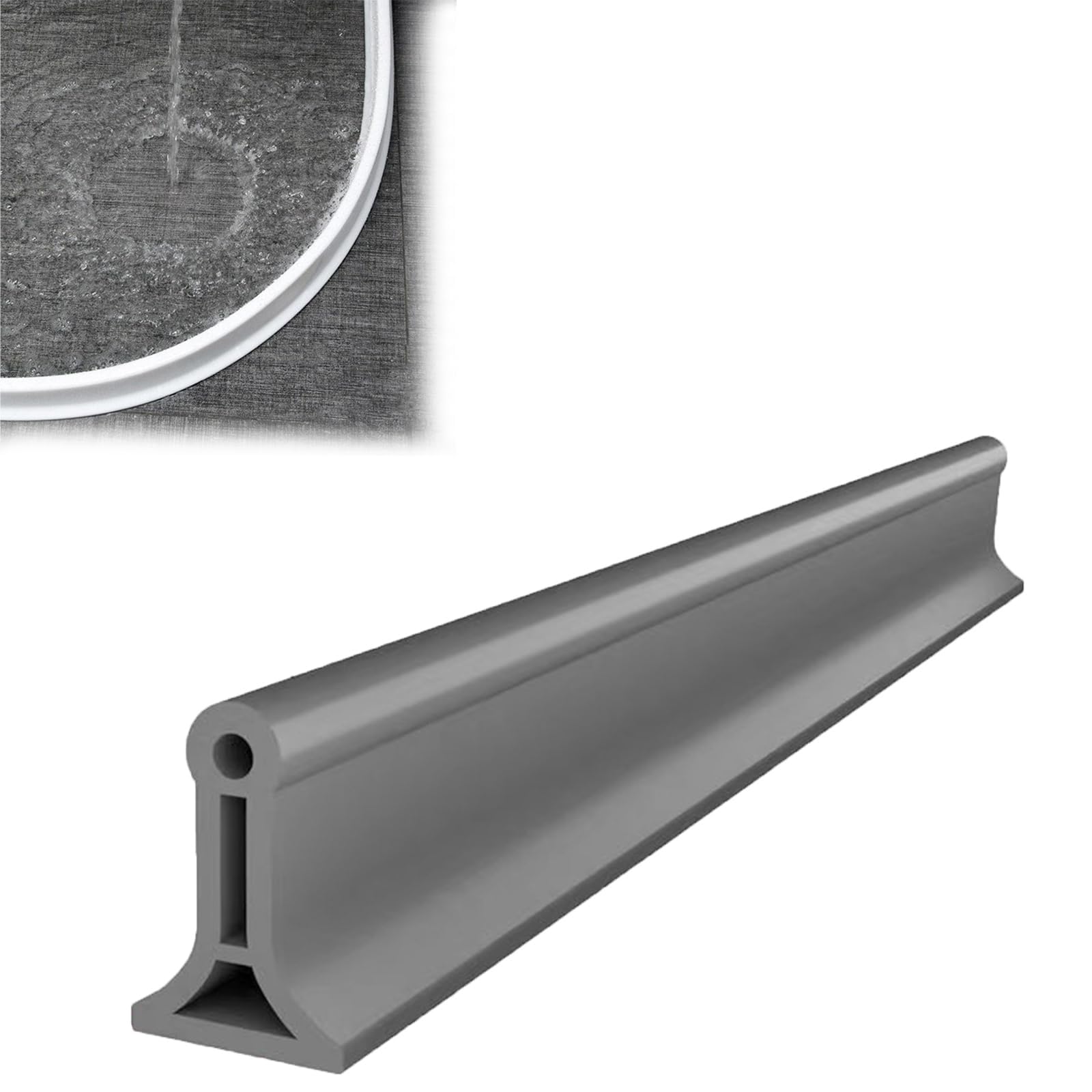 NBSGTXO Shower Tray Sealing Shower Threshold Water Dam Silicone, White Black Grey, 78.7 39.3 Inches(Grey,1m/39.3in)