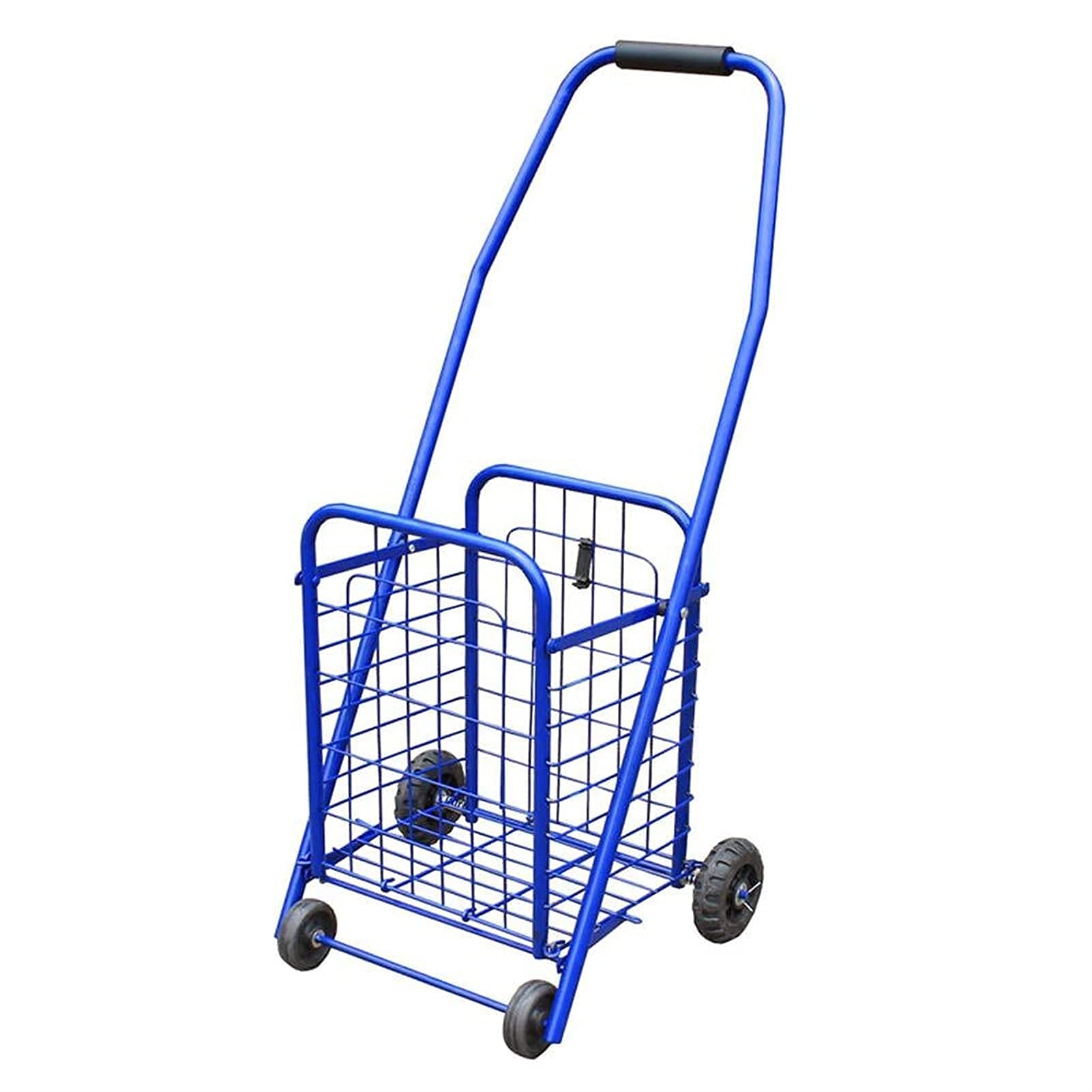 Shopping Cart, 2 Tier Collapsible Folding Grocery Cart With Removable Crate - 198 Lb Capacity, Wheels For Supermarket Home Blue - View #6