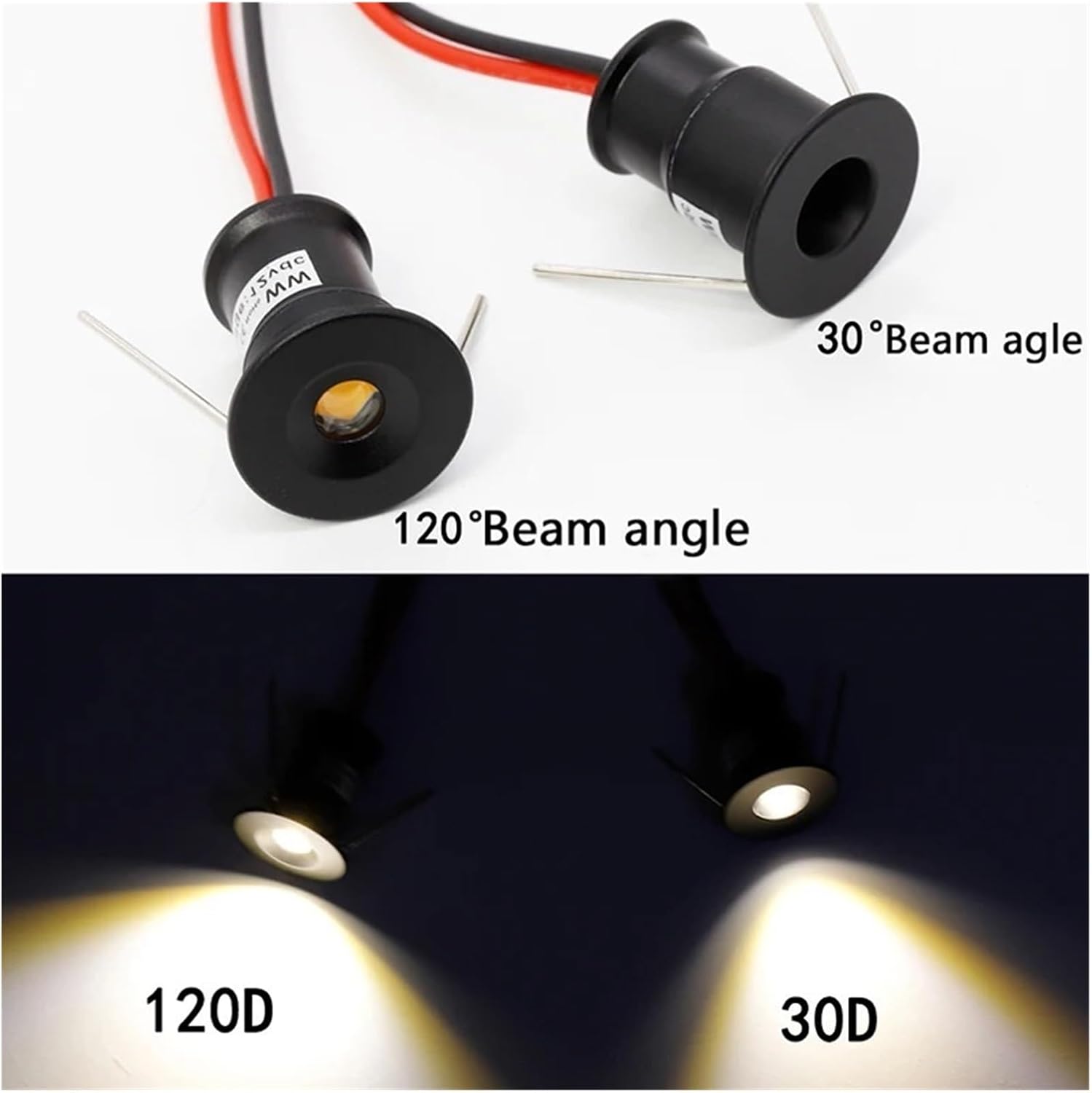 5 PCS Mini Spotlight 1W 12V LED Spot Lights Kitchen Bedroom Ceiling Downlight White Black Silver Stair Display Spotlight(Silver,RED_30D)