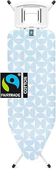 Ironing Board C - with Steam Iron Rest - Large & Foldable - Adjustable Height - Non-Slip Feet Cotton Cover - Child & Transport Lock - Fresh Breeze - 124 x 45 cm