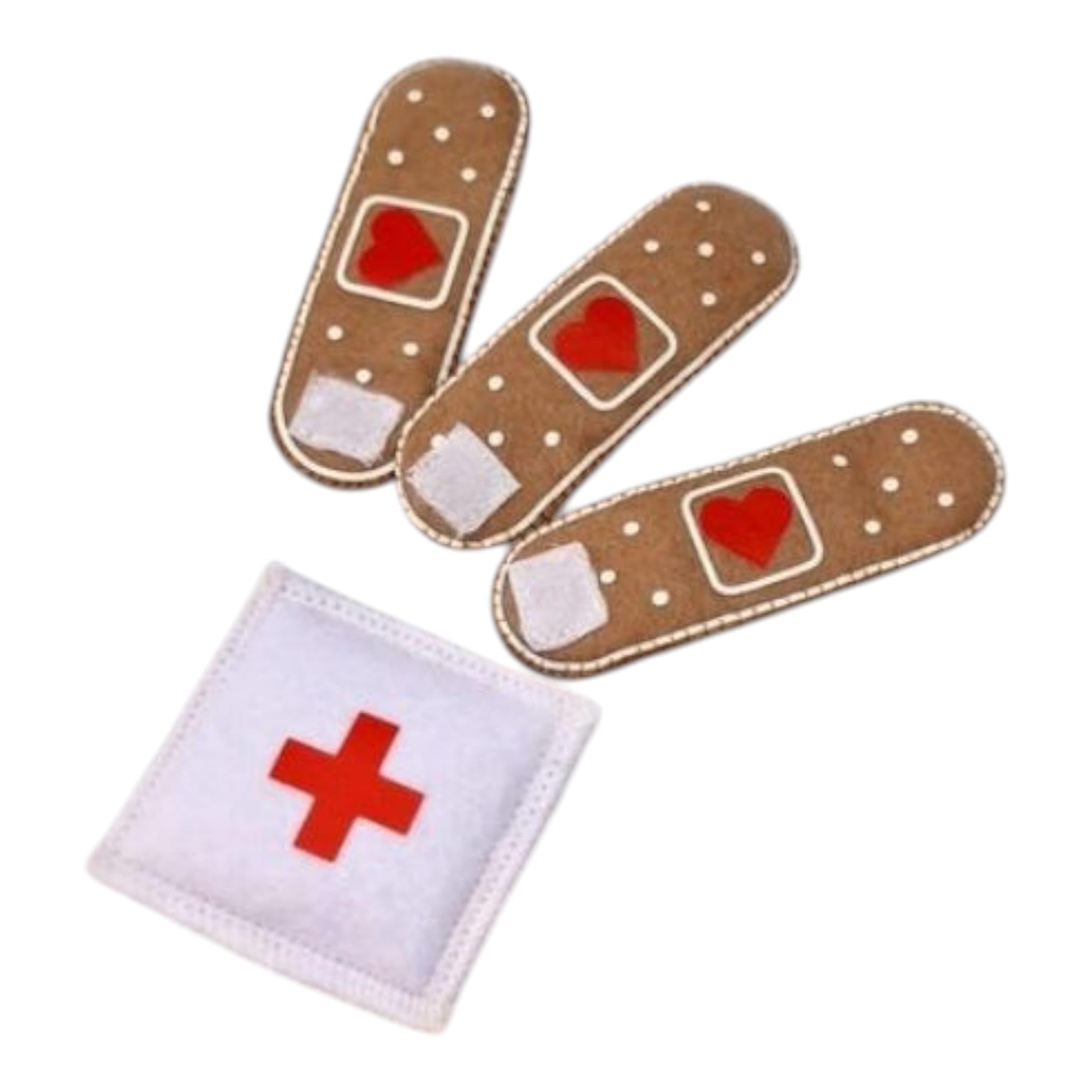 Felt Play Plaster Set – Reusable Pretend Bandages & Wraps for Kids | Soft Fabric First Aid Kit for Dolls, Stuffed Animals & Imaginative Doctor Role Play