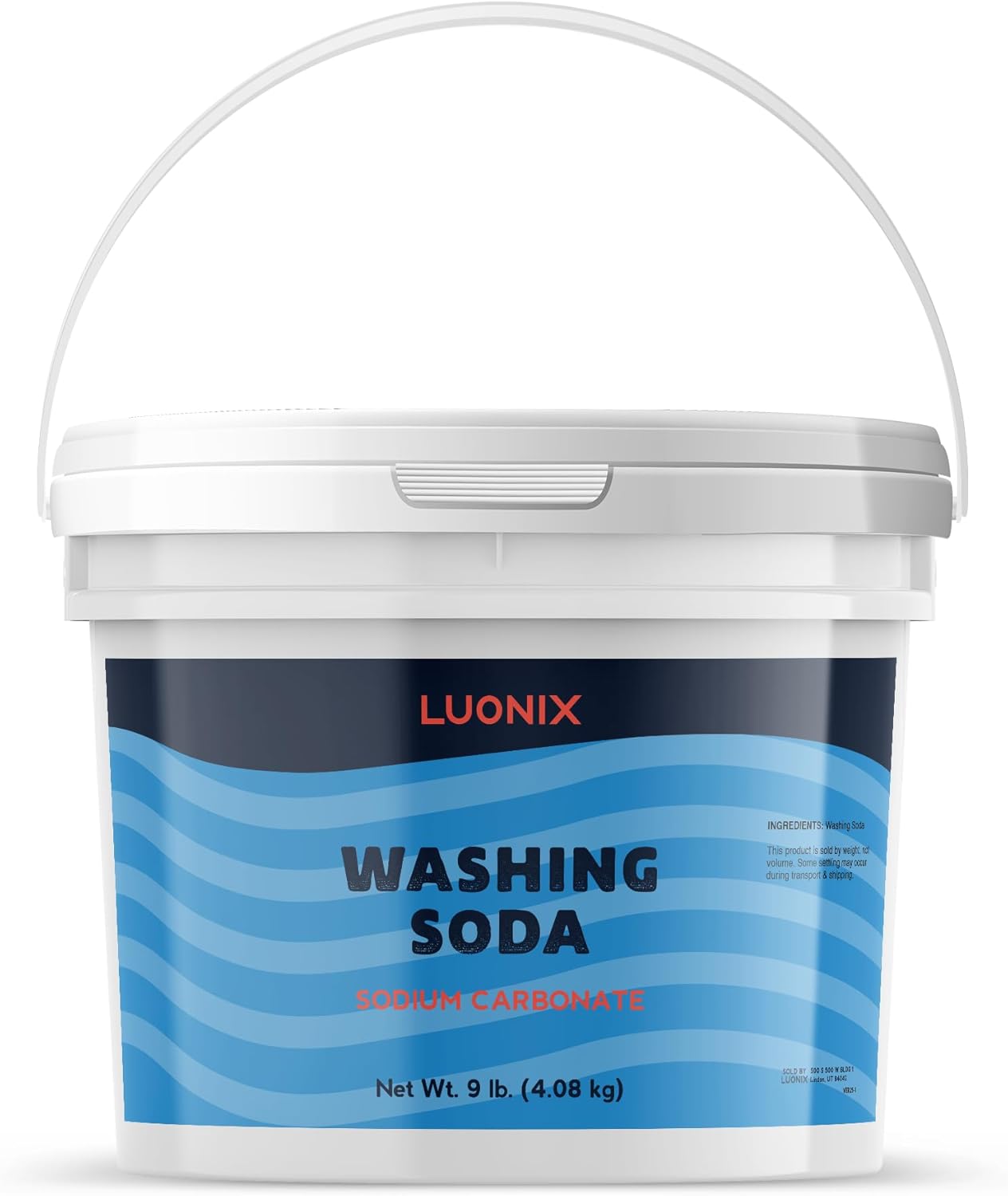Luonix Washing Soda, 1 Gallon Bucket, Sodium Carbonate, Soda Ash, Laundry Additive