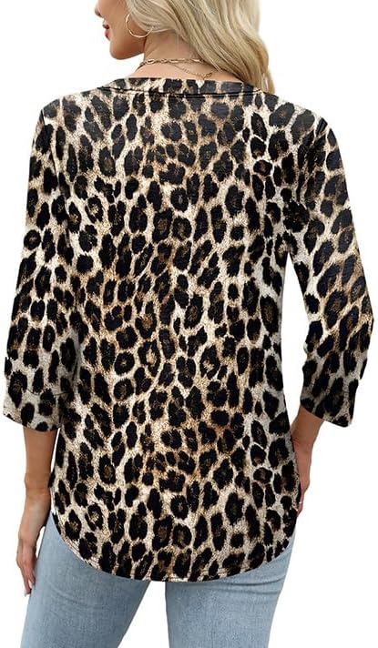 OFEEFAN Womens Tops 3/4 Sleeve Henley Shirts for Women Fall Fashion 2025 School Outfits for Teachers - Image 5