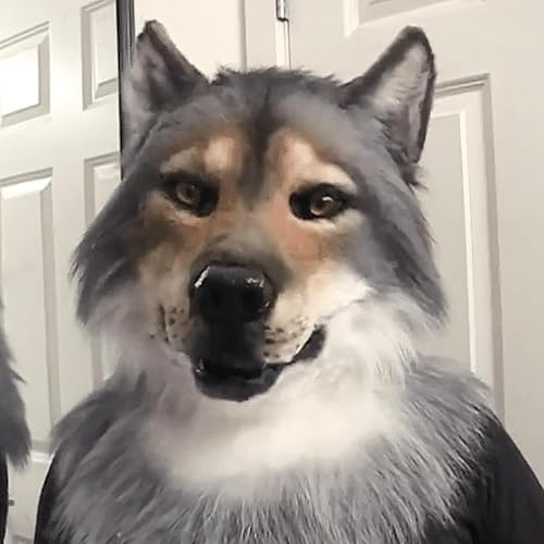 Bagmrteho Máscara facial de animal de Halloween, máscara de látex de hombre lobo, máscara de labrador, disfraz de lobo para fiesta de Halloween