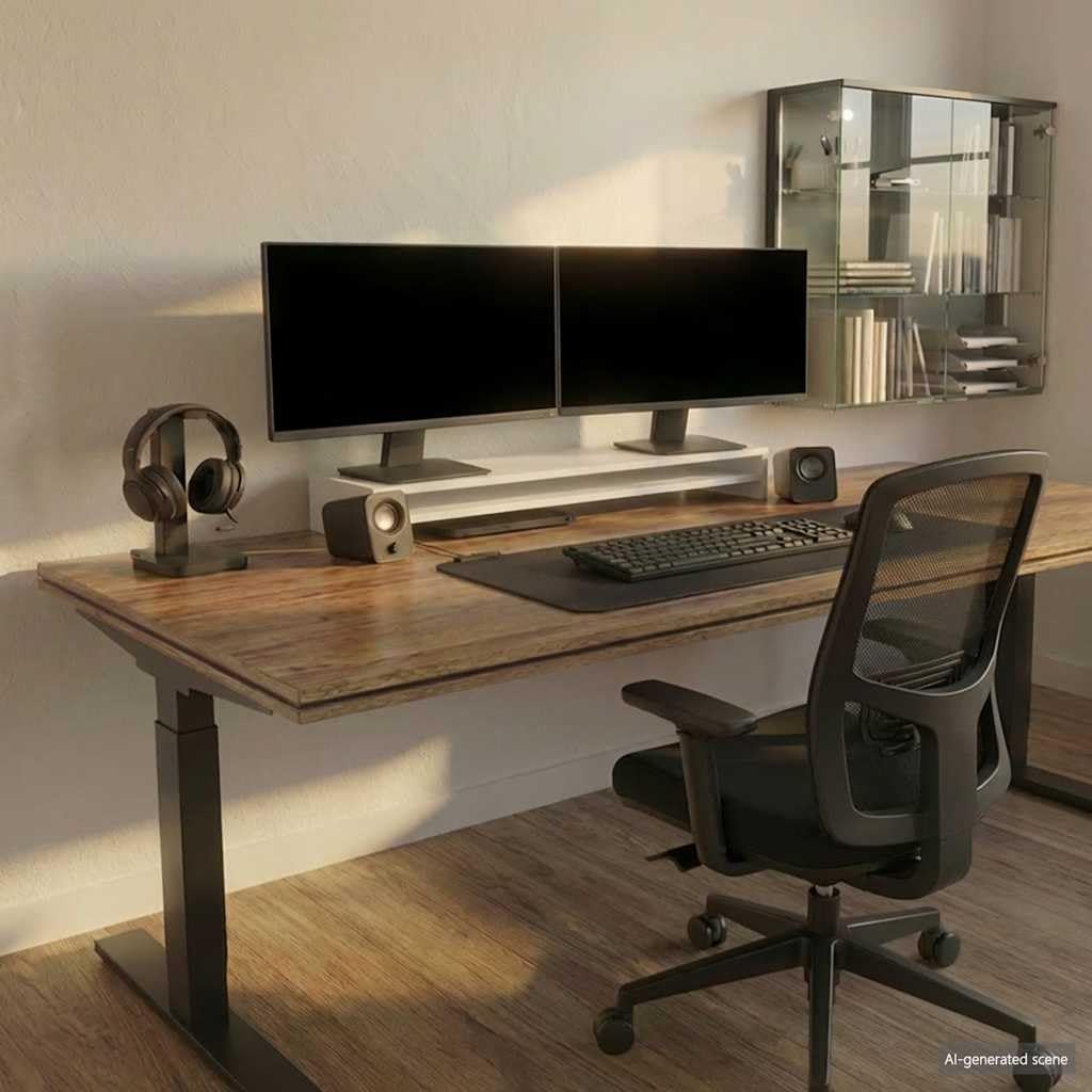 vidaXL Monitorständer 100x24x13 cm, 2 Etagen, Weiß, Holzwerkstoff, Schreibtisch-Riser mit Stauraum, Organizer, Bildschirm-Regal für PC & Laptop, Schlankes Design, Robuste Arbeitsfläche