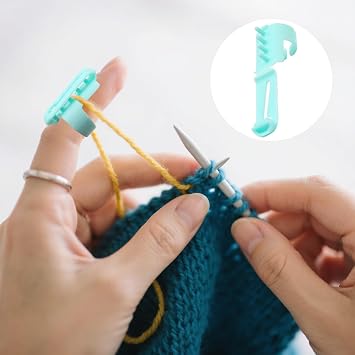 4 Pcs Yarn Guide Finger Holders for Knitting Crochet | 4 pack flexible plastic yarn guide finger holders, for multi color knitting crochet yarn tension control craft accessory