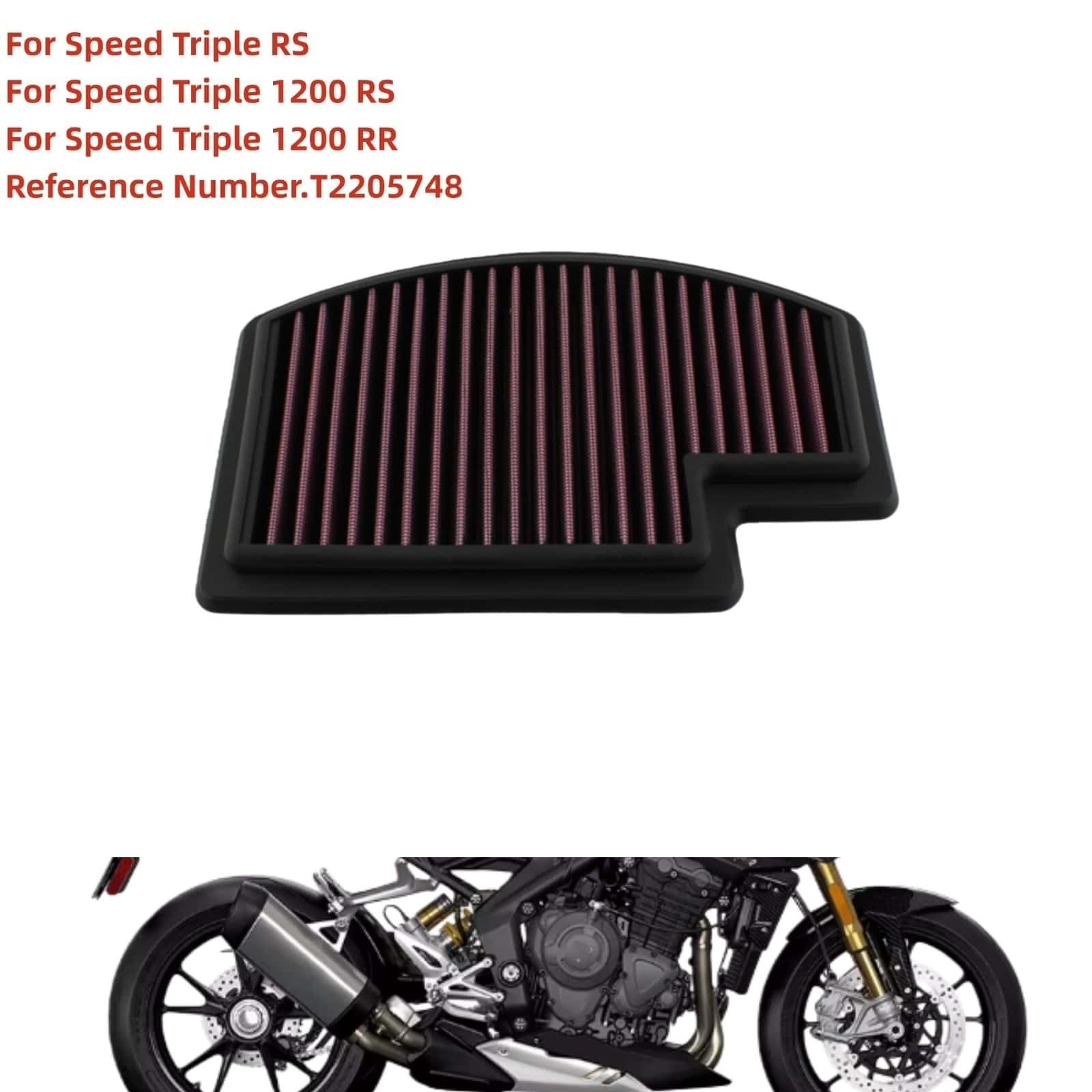 Filtr powietrza Motocykl przepływ filtra powietrza środek do czyszczenia wlotu T2205748 pasuje do Triumph Speed ​​Triple 1200 RS/RR 2021 2022 2023 2024 2025 filtr wlotowy