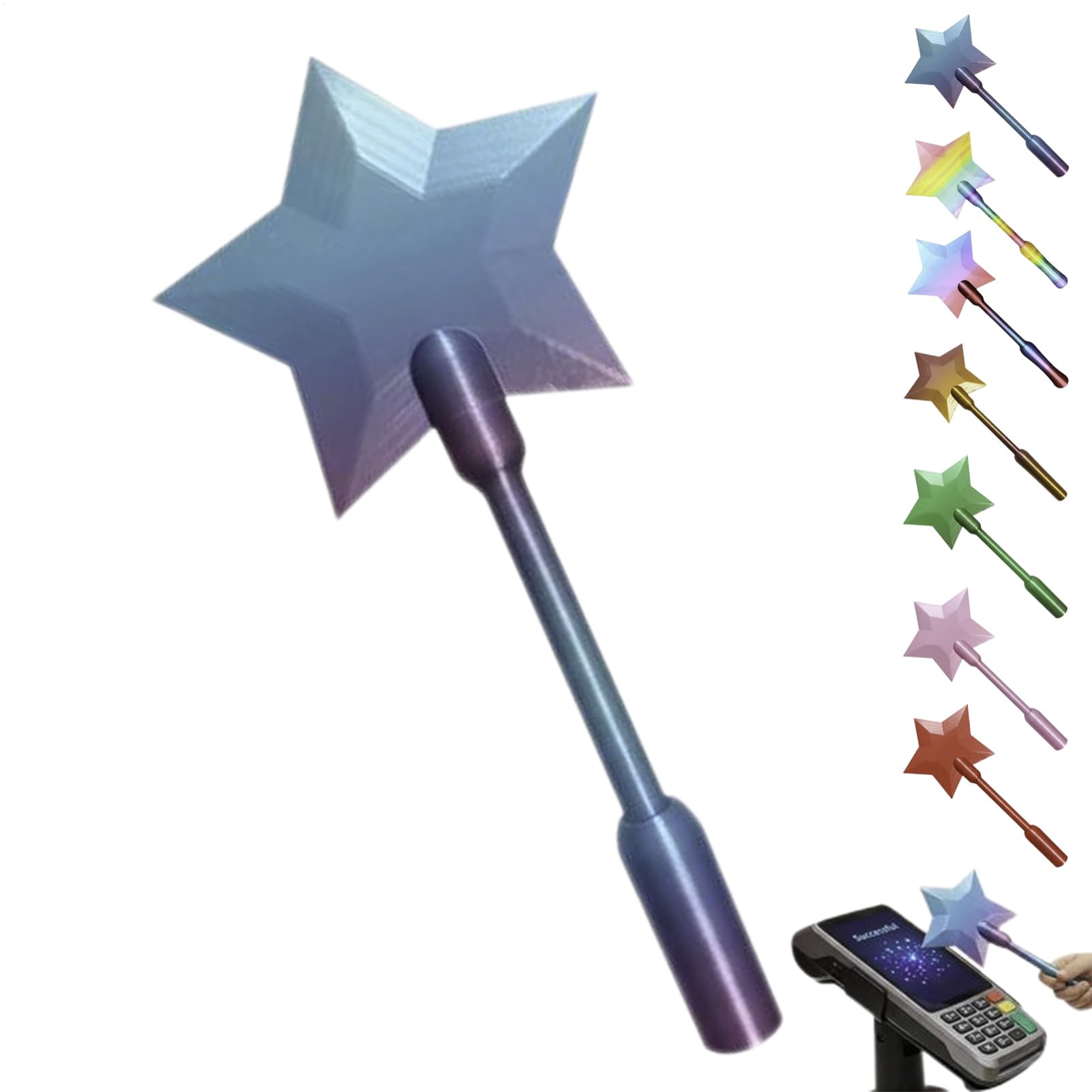 Star Credit Card Wand, 3D Printed Taps To Pay Wand, Magic Wands Contactless Payment Cards Holder, Kids Magics Wands Cosplay Props, Multifunctional Payment Stick For Shopping(candy color) — image 1