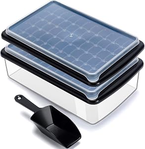 Ice Cube Tray with Lid and Bin for Freezer, Easy Release 2 * 55 Nugget Ice Cube Maker Tray & Mold, Ice Tray with Cover, Storage Container, Scoop. Flexable Durable Plastic, BPA Free