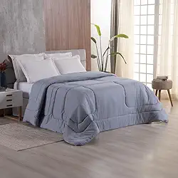 Edredom King 400 Fios Dupla Face Matelado Toque Acetinado 01 Peça Cinza