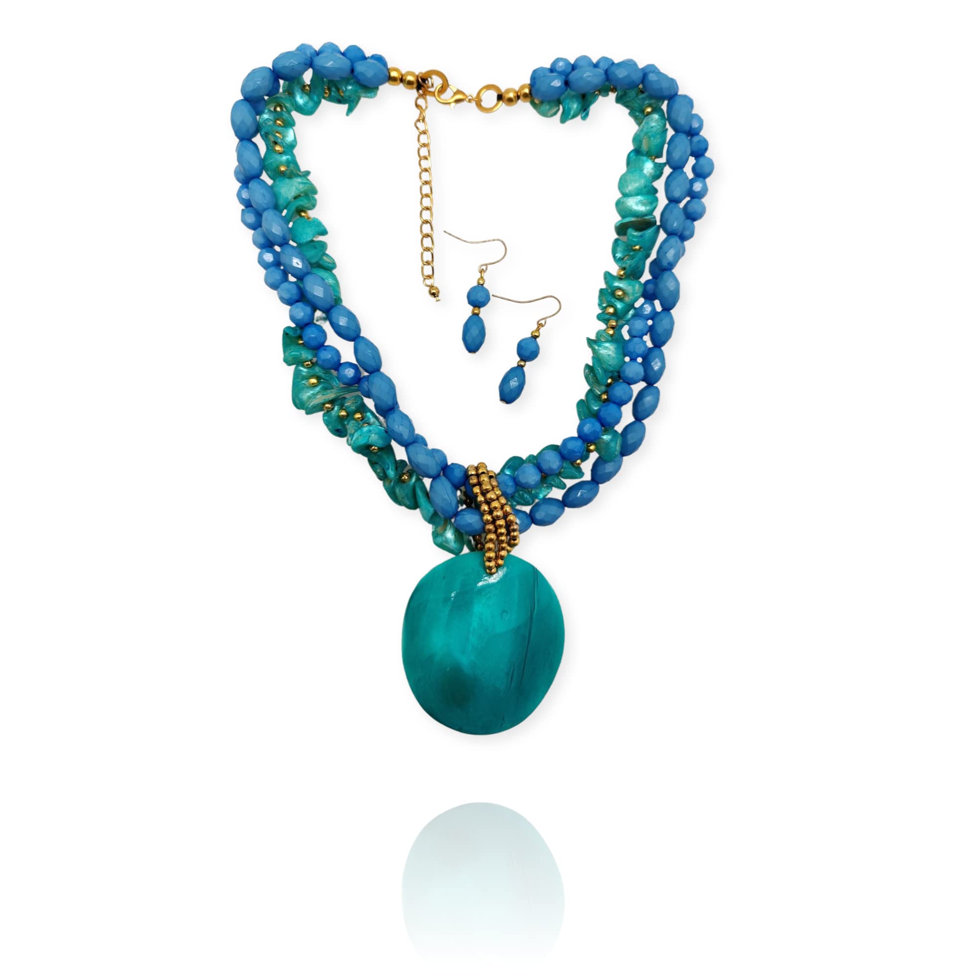 DCA Womens Multistrings Trendy Contemporary Western Necklace With Earings Set With Shell Pendantturqouise And Blue 4498 (B0BCKCV3DZ) Amazon Price History, Amazon Price Tracker