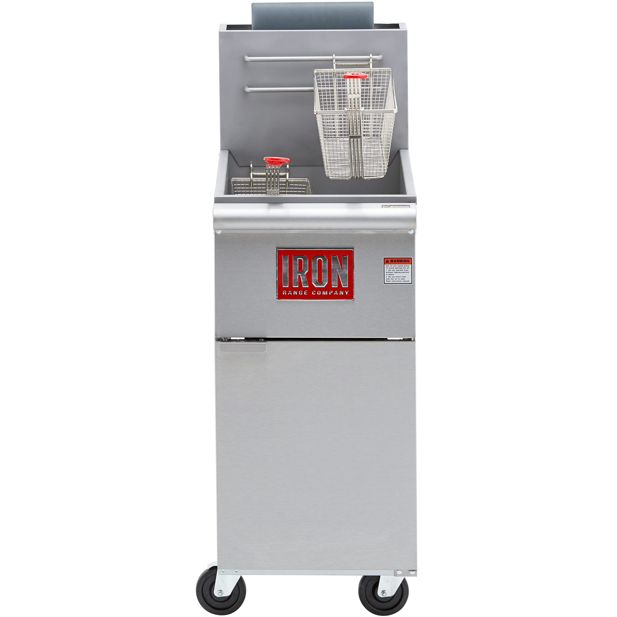 Iron Range Company IRF-40 LPG 40 Lbs. Commercial Free Standing Liquid Propane Gas Fryer, 90,000 BTU, Stainless Steel, ETL Listed, Red