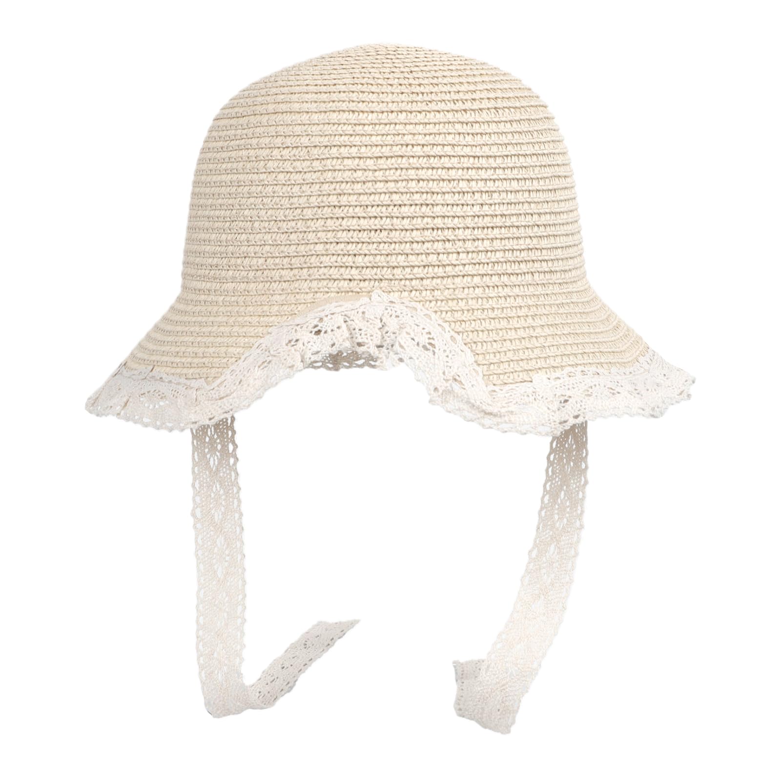 RUIXIA Ensemble Chapeau de Paille et Sac de Paille pour Fille Chapeau de Soleil avec Dentelle pour Fille Chapeaux de Soleil d'été Enfant pour Plage Voyage Randonée 2-5 Ans
