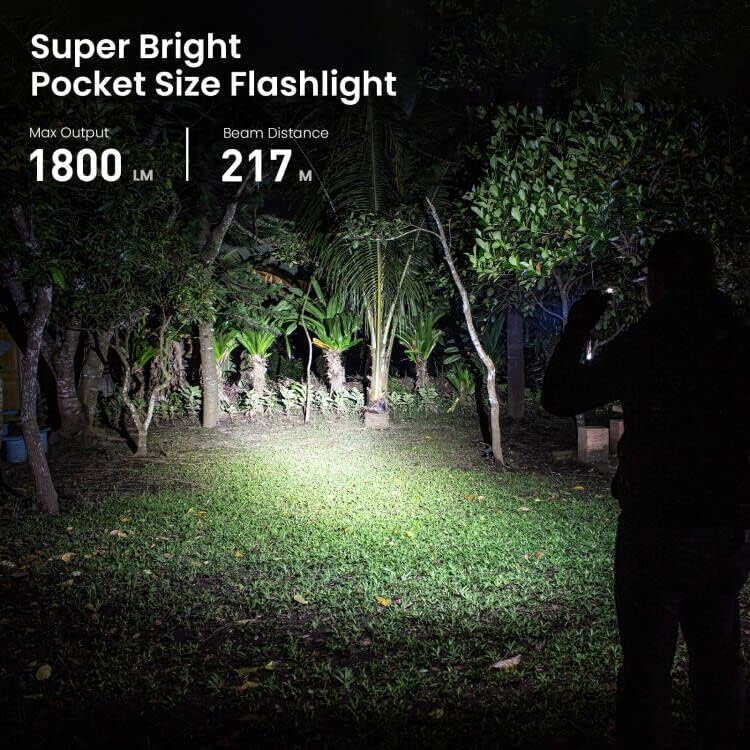 Sofirn SC18 LED Flashlight IP68 Water-Resistant, Rechargeable, Pocket-Sized Torch (for Camping, Hiking and Emergency Use) with 1800 Lumens  5 Light Modes