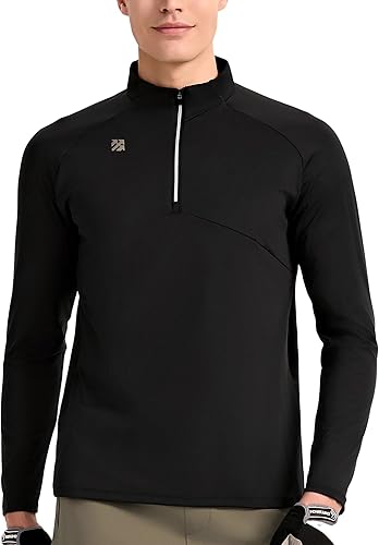 SENBWL Mens Quarter Zip Pullover Lightweight Quick Dry Fit Moisture Wicking Long