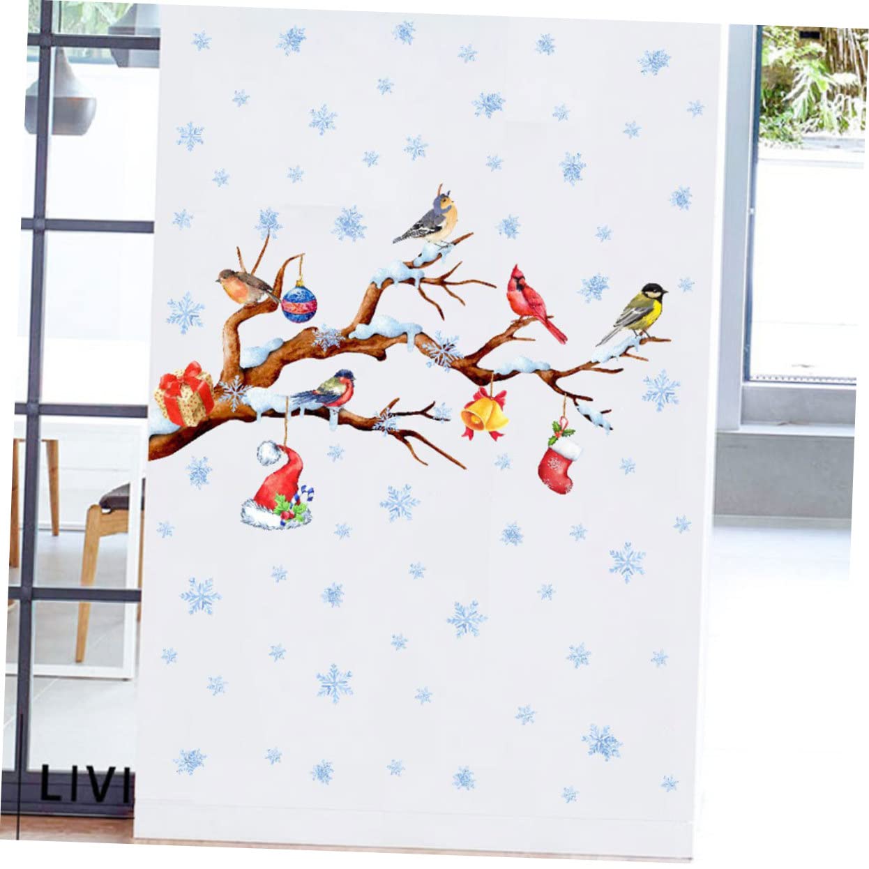5 Hojas De Navidad Pegatinas En Las Ventana Decoración De Copos De Nieve Ventana Se Aferra De Nieve Pegatinas En Las Ventana De Dibujos Animados Vivero Etiqueta Navidad Alipis