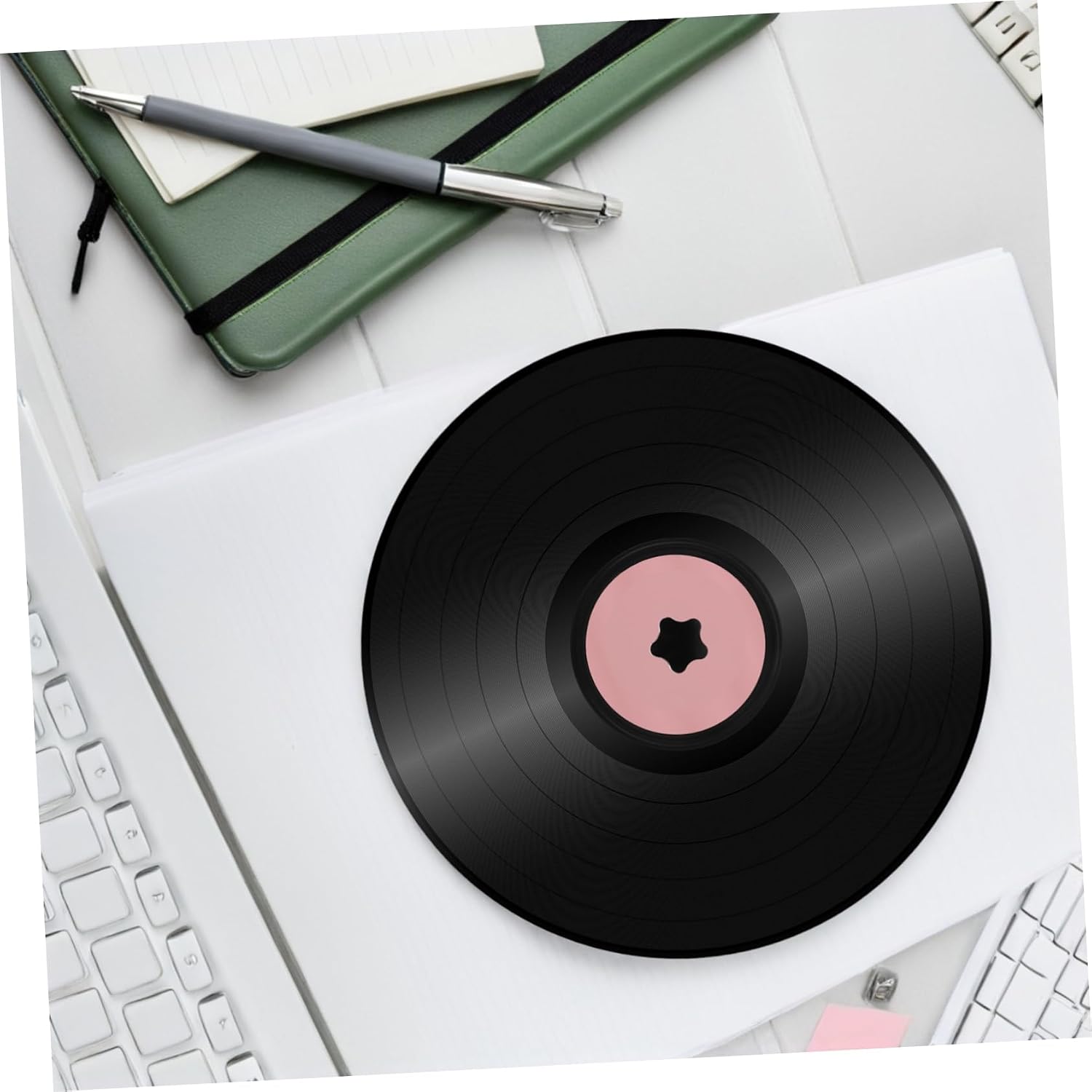 VICASKY Vinyl Record Cleaning Protector Clamp Quick Cleaning Tool Silicone Sleeve Scratch Prevention and Sturdy Label for Organized Records and Longevity