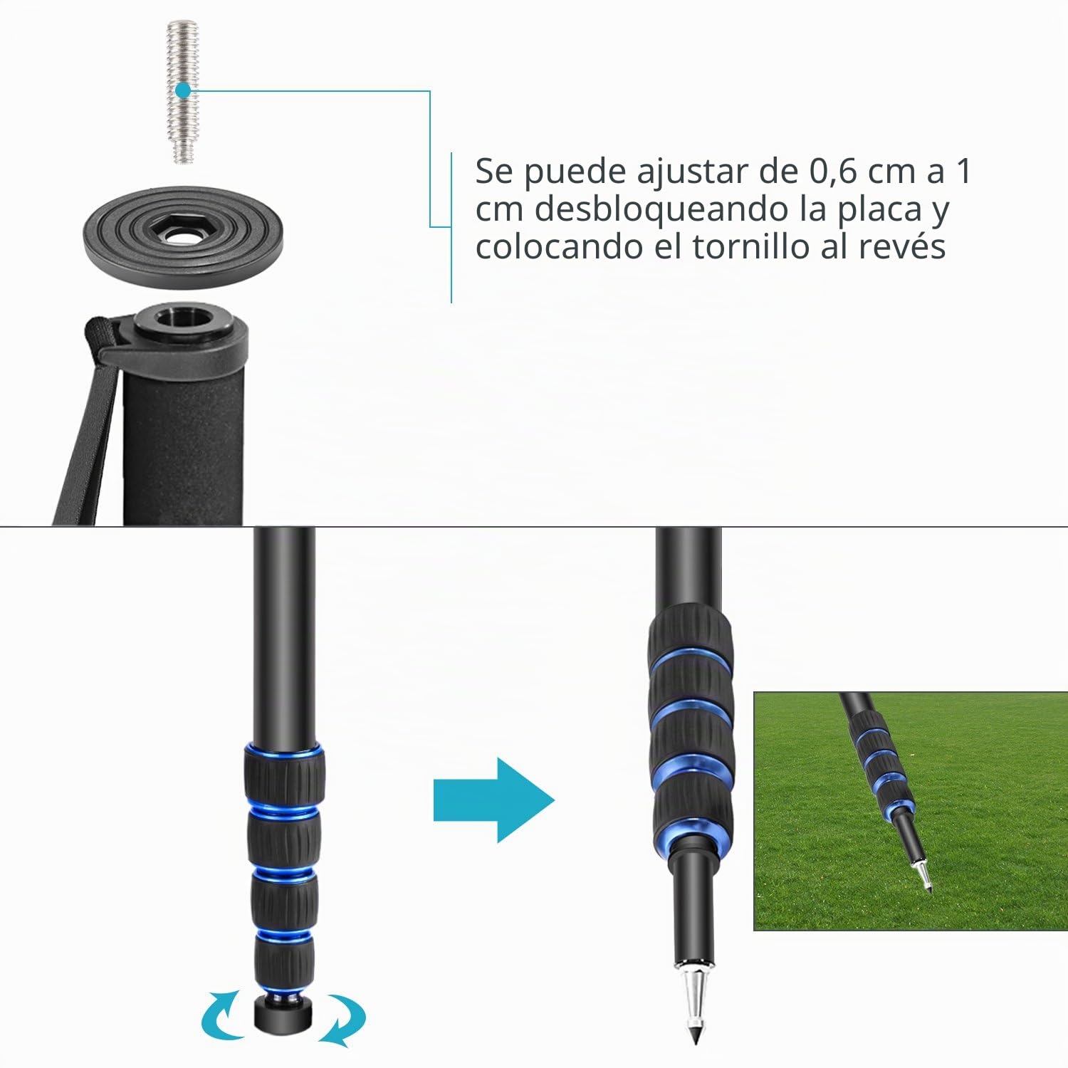 NEEWER Monopod Extensible de cámara con Base de Soporte Desmontable y Plegable: aleación de Aluminio, Altura de 52-168 centímetros para DSLR Nikon Sony; Carga admisible de 5 kg