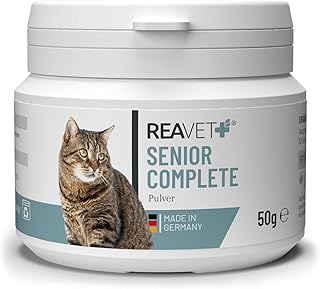 ReaVET Senior Complete Powder for Older Cats, 3 Months, Minerals, Amino Acids & Vitamins for Old Cat, Memory & Heart Function, Vitality, Agility, Senior Food product image