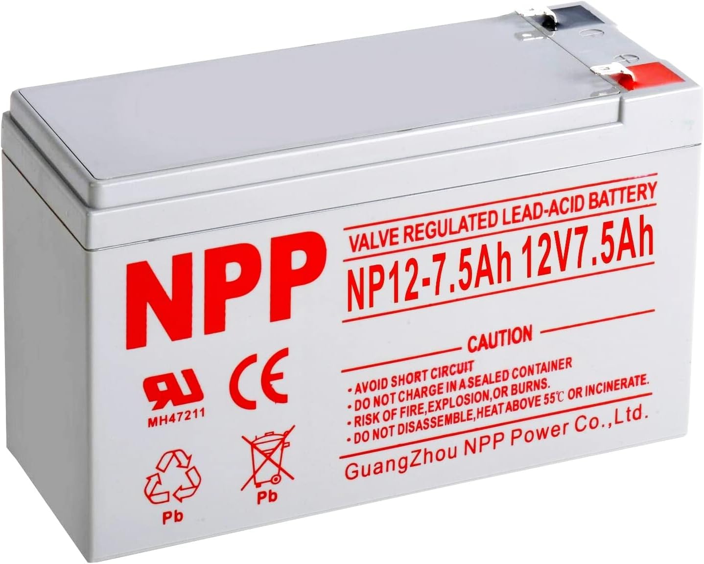 NPP 12V 7.5Ah (F2) terminals 12Volt Rechargeable Sealed Lead Acid Long Life UPS Battery for 570 Portable Fish Finder Security Systems, Electronic Kids Car