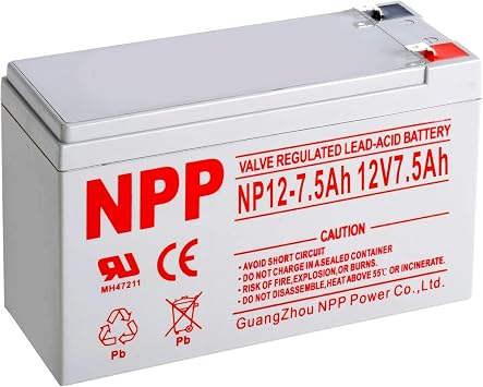NPP 12V 7.5Ah 12Volt SLA Sealed Lead Acid Rechargeable Battery with F2 Terminals
