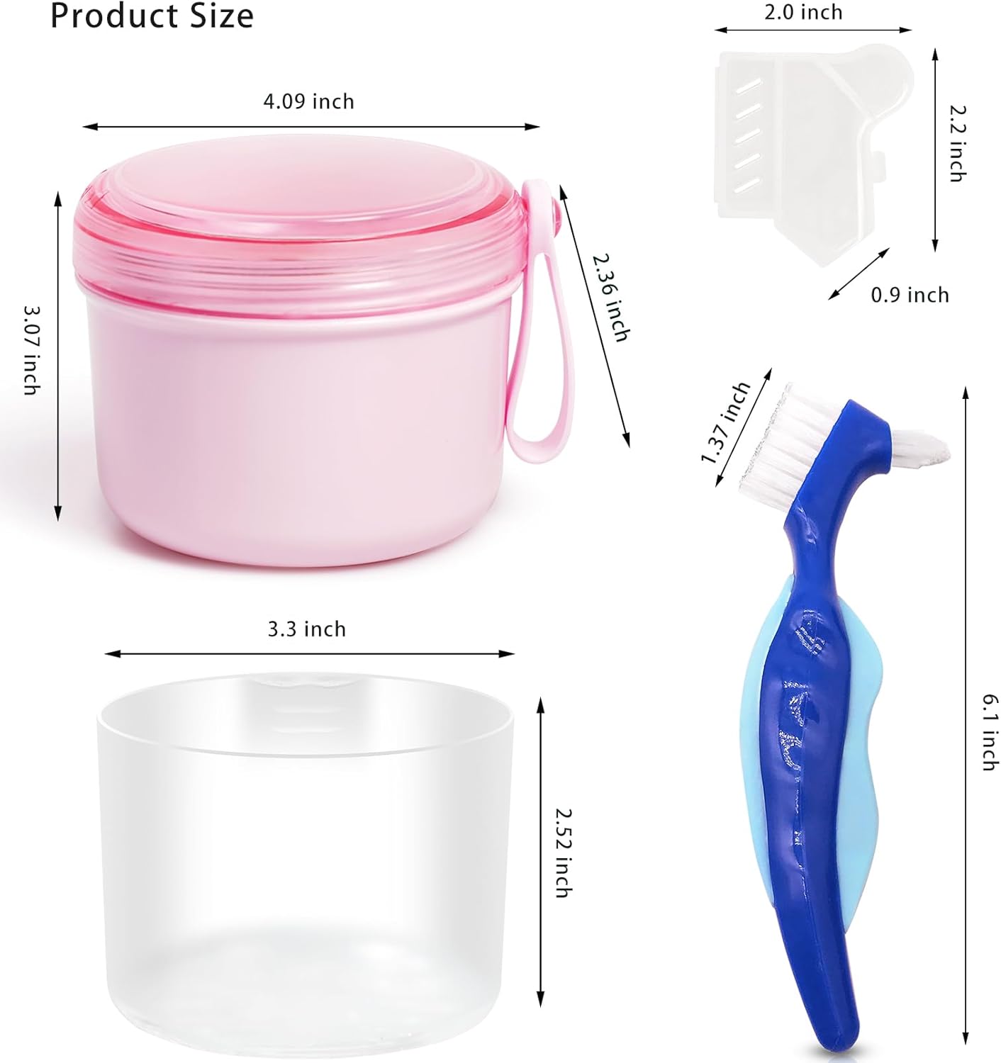 Denture Case with Denture Brush, Waterproof Denture Bath with Portable