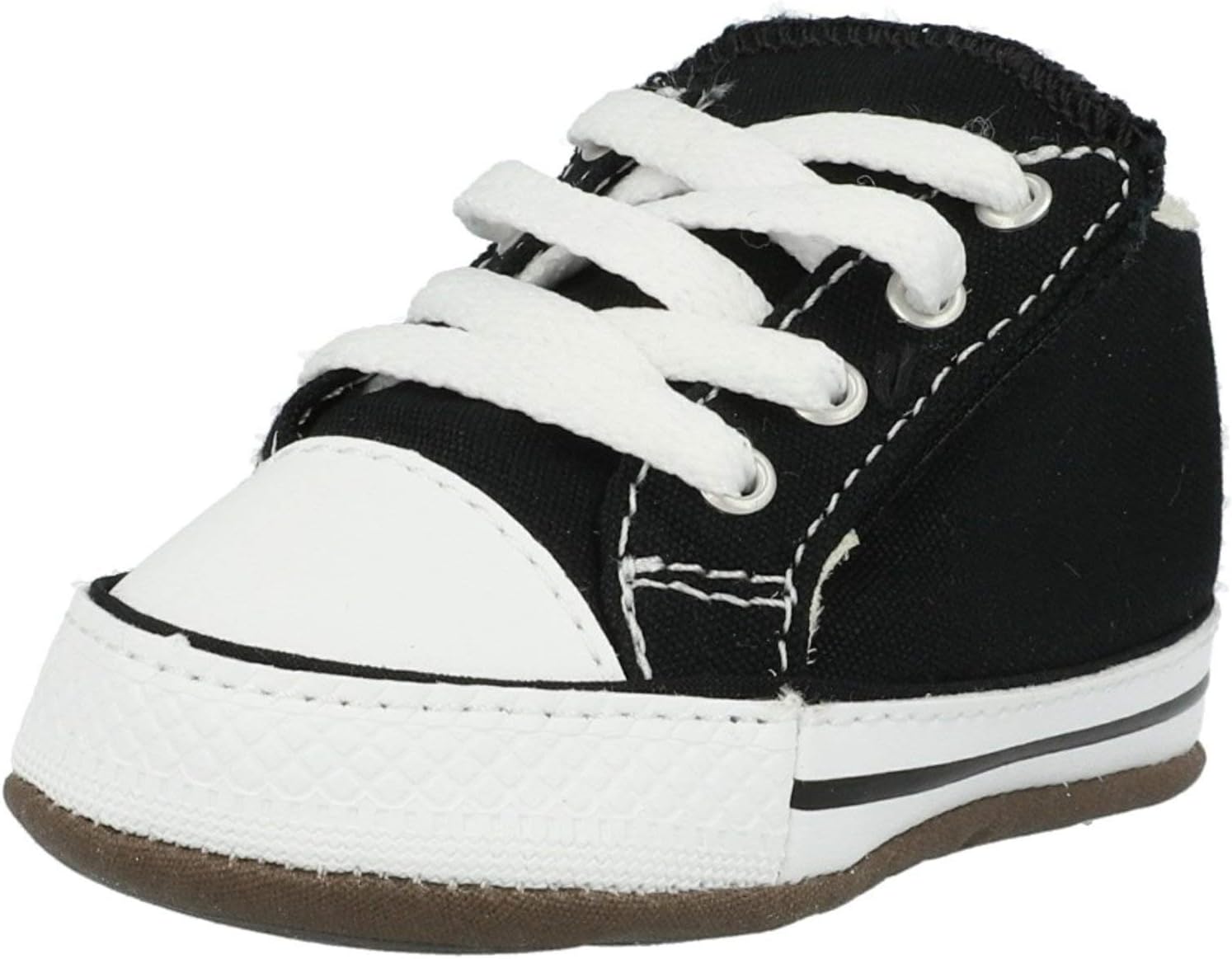 Converse Baby-Boy's Chuck Taylor All Star Cribster Canvas Color Sneaker, Black/Natural Ivory/White, 3 M US Infant