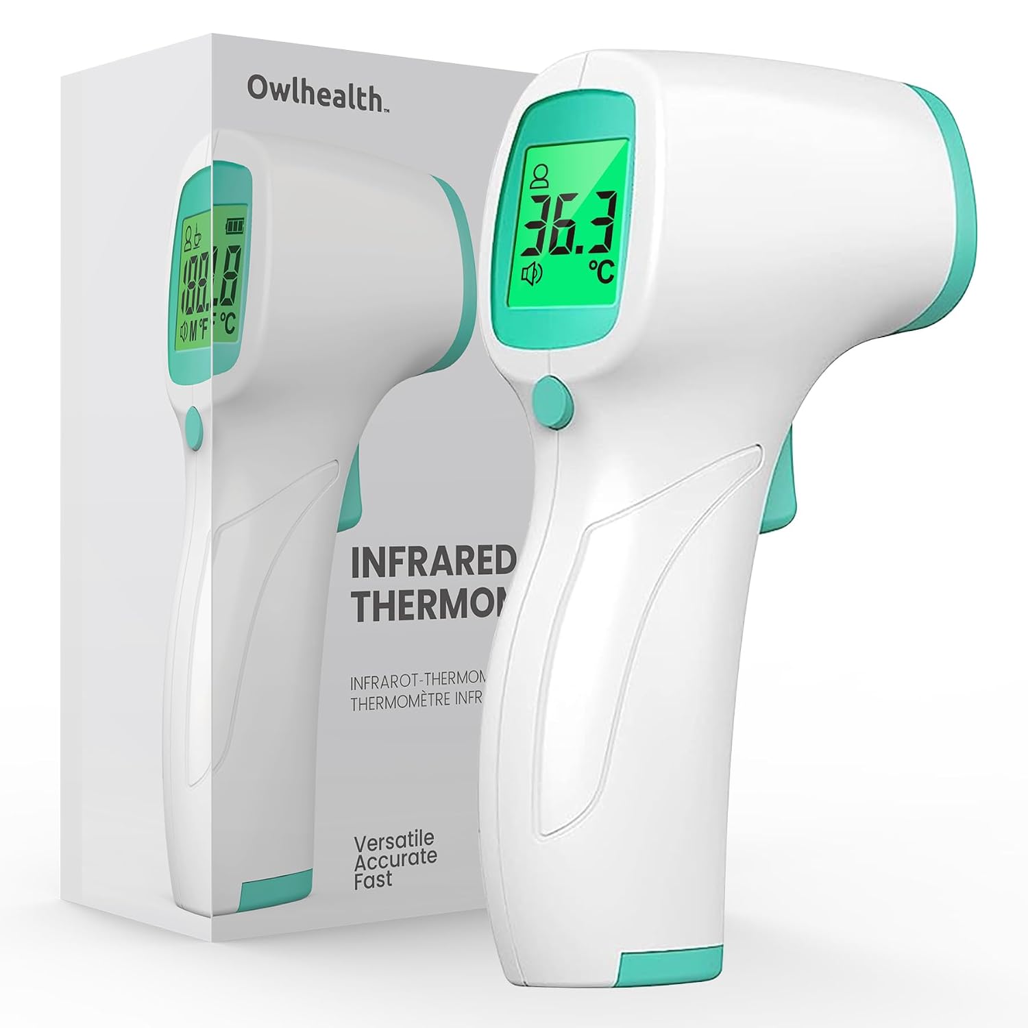 Non Contact Forehead Thermometer for Adults and Kids, Digital No-Touch Infrared Thermometer Temperature Gun for Baby ，3 Color Fever Alarm Accurate Reading 1s Fast Accurate Reading