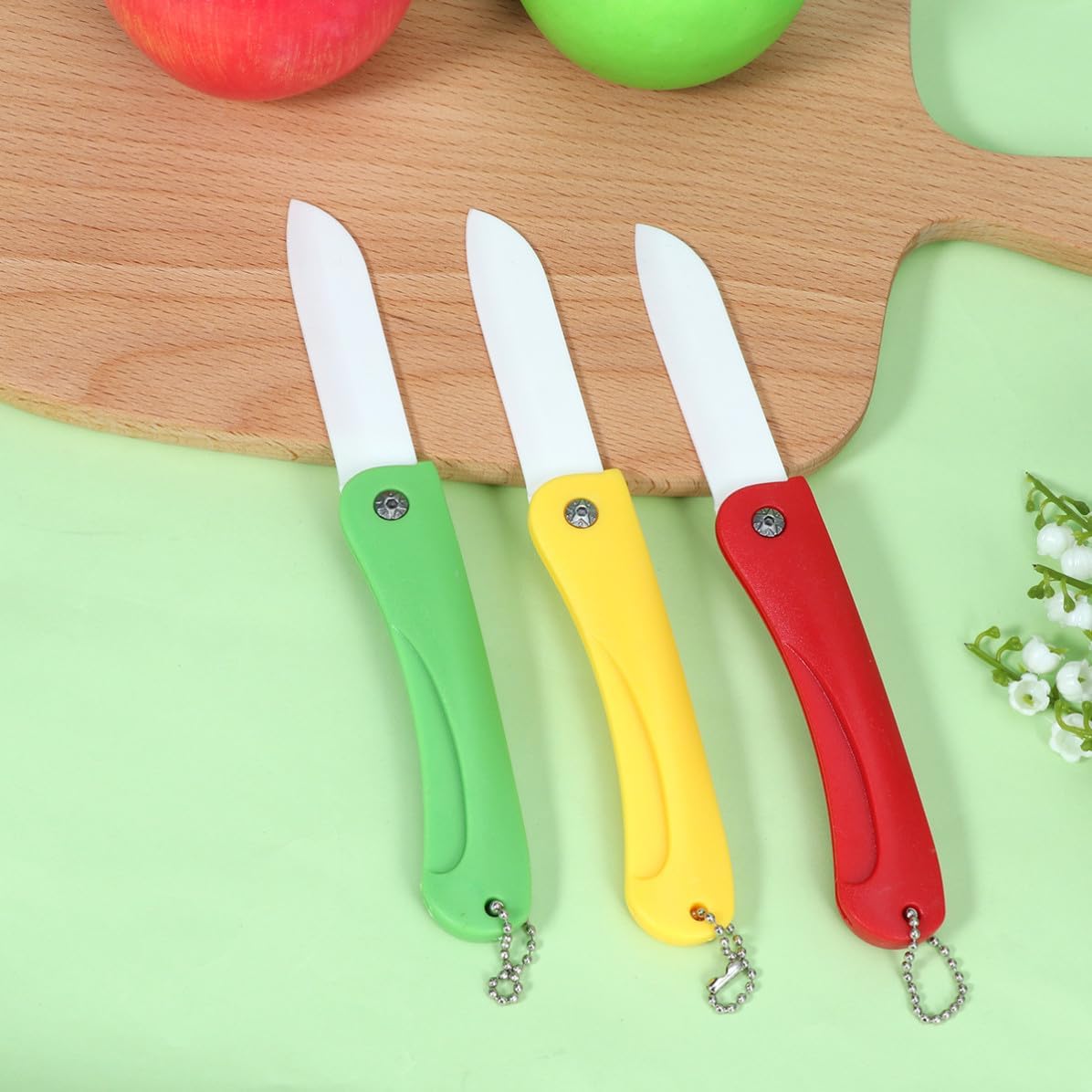 3pcs Portable Ceramic Foldable Fruit Knife for Home Kitchen Travel Use