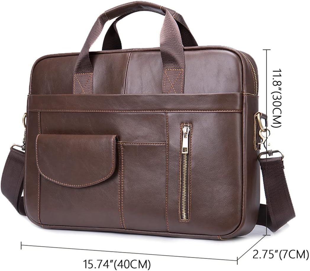 Men's Leather Leather Laptop Bag For Document Briefcase Teens Zip Business Tote Messenger Bags