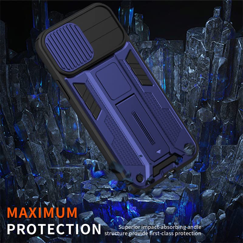 Zonyee Cover Per IPhone 13 Pro Max Con Supporto E Coperchio Scorrevole Fotocamera - Antiurto Grado Militare