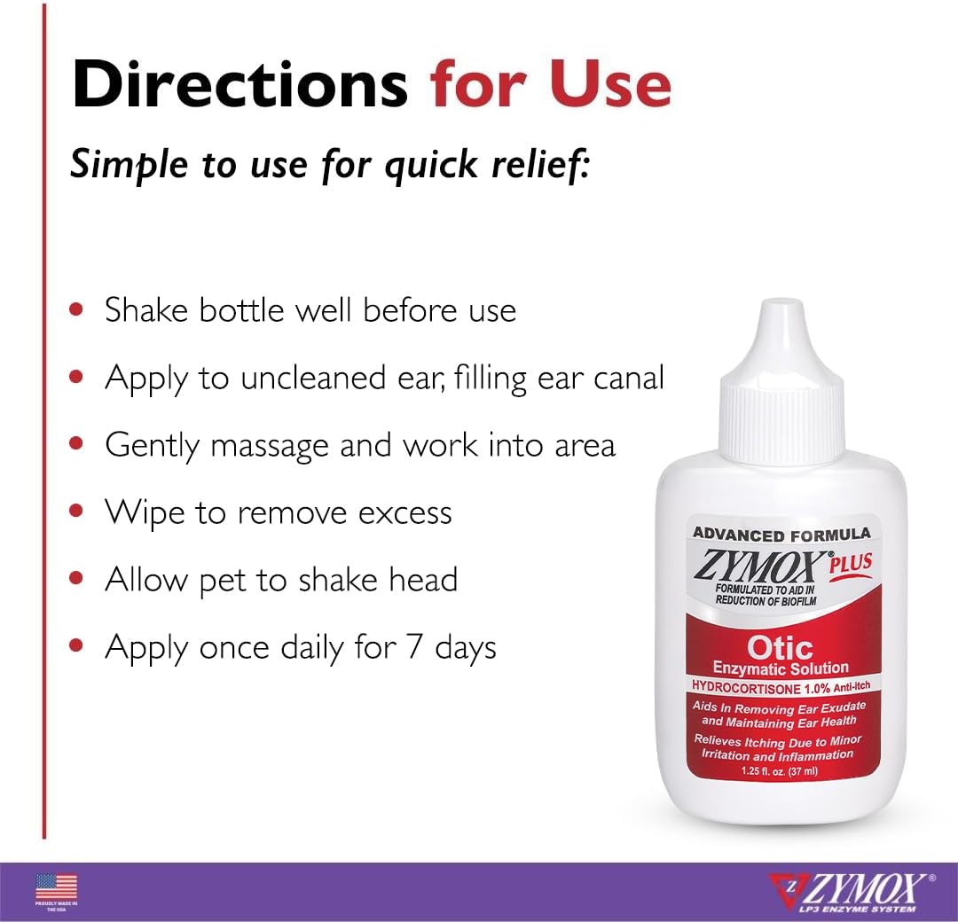 Zymox Enzymatic Ear Wipes, Ear Cleanser, & Otic Plus Ear Solution for Dogs and Cats - Product Bundle - for Dirty, Waxy, Smelly Ears and to Soothe Ear Infections