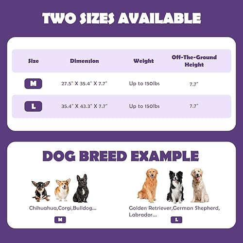 Miniatura 7 de Cama elevada para perros al aire libre con bolsa portátil, fácil de montar para perros medianos y pequeños, cuna elevada con pies que admiten