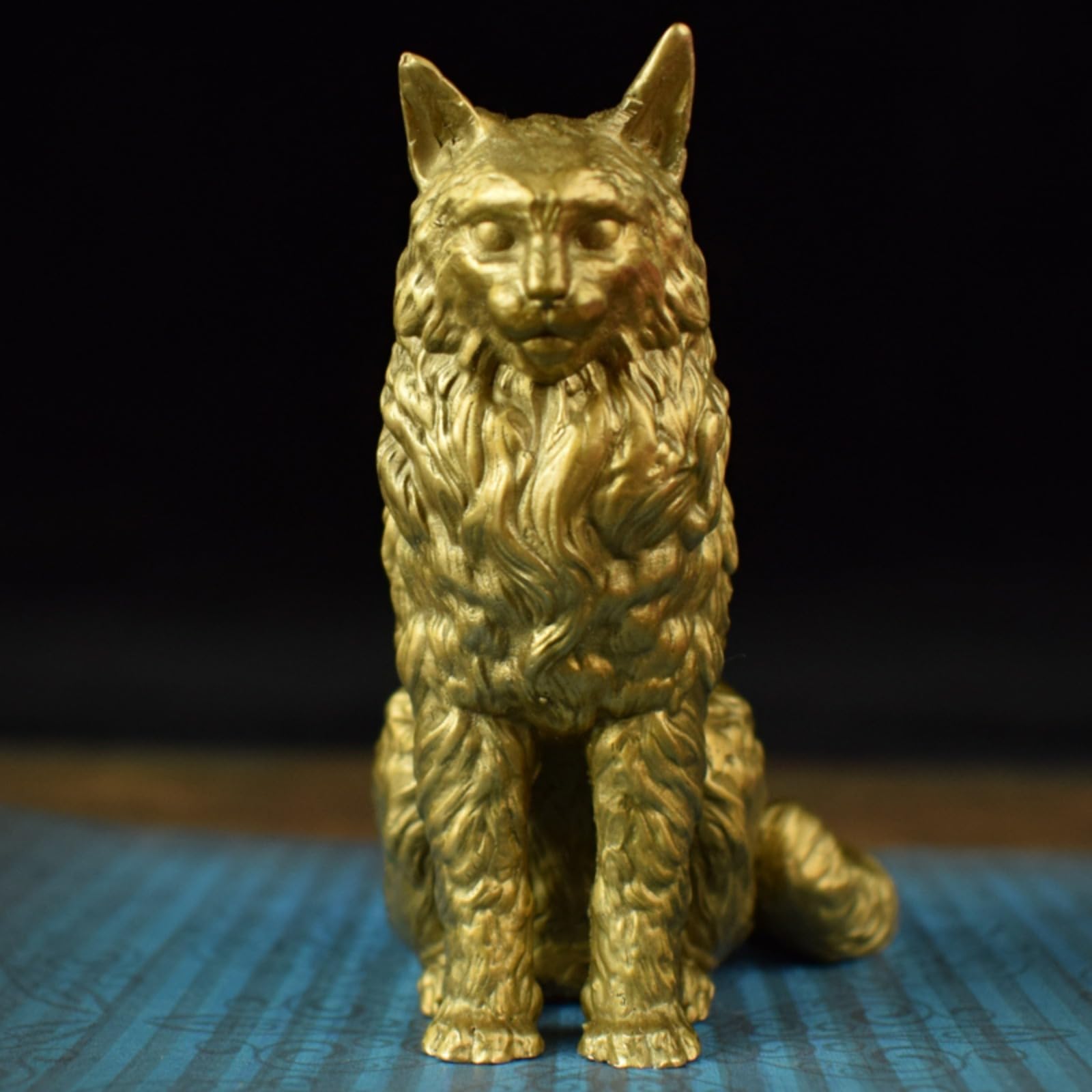 Mosiężne Figurki Kotów Rasy Maine Coon, Metalowe Figurki Kieszonkowe, Rzeźby, Ozdoby Na Biurko, Akcesoria Do Piaskownicy, Do Gabinetu, Do Papieru