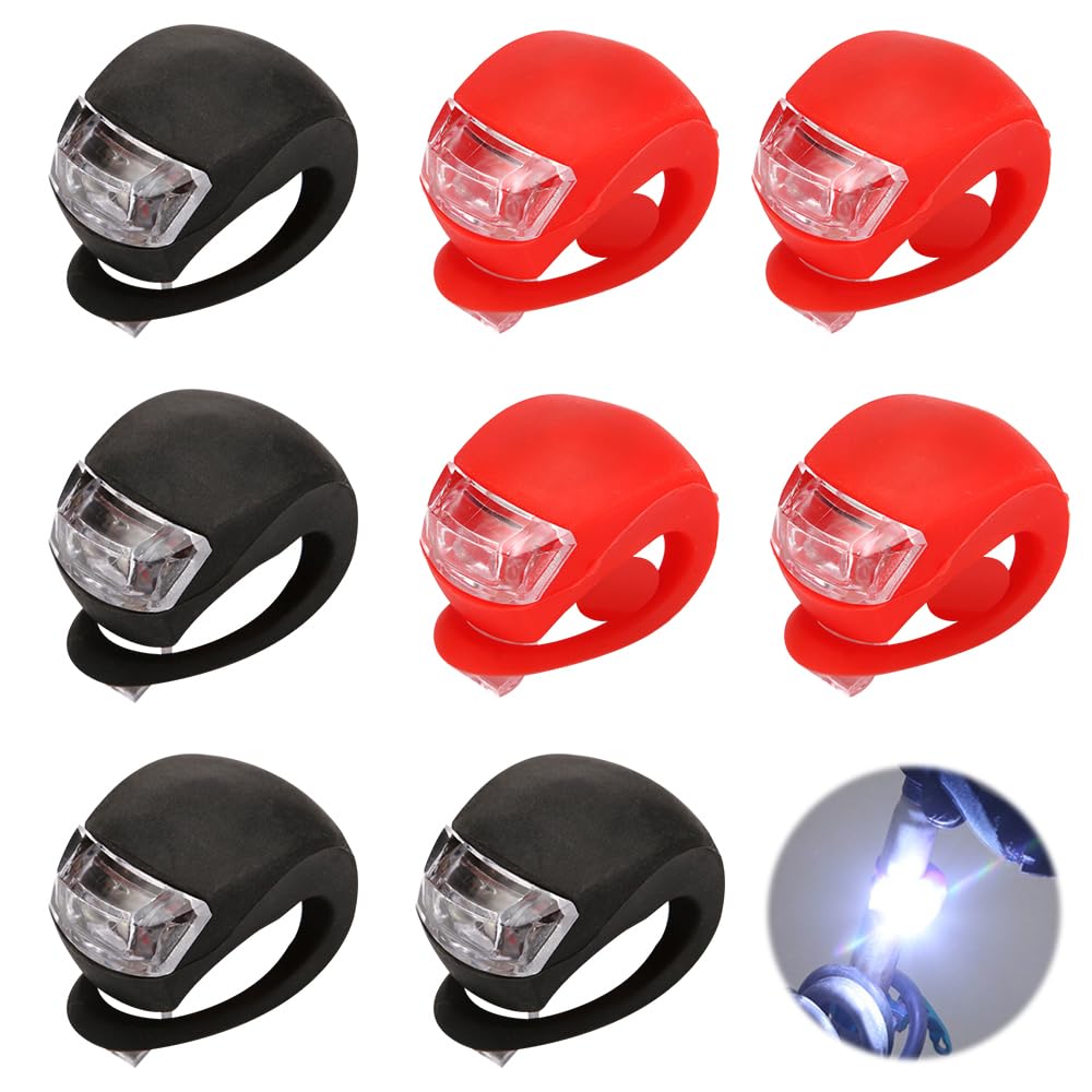 Mineup Kinderwagen Licht, 8 Stück Kinderwagenlicht Silikon, Wasserdichte LED Silikonleuchten,Kinderwagenlicht LED Mit Heller &3 Leuchtfunktionen, Kinderwagen Licht Für Kinderwage Outdoor Jogger