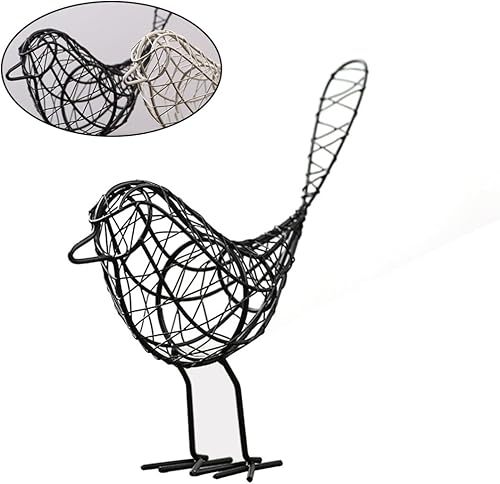 Miniatura 5 de IMIKEYA Estatua de pájaro hecha a mano: estatuilla de pájaro de metal rústico decoración del hogar, decoración de mesa rústica, lindo pájaro,