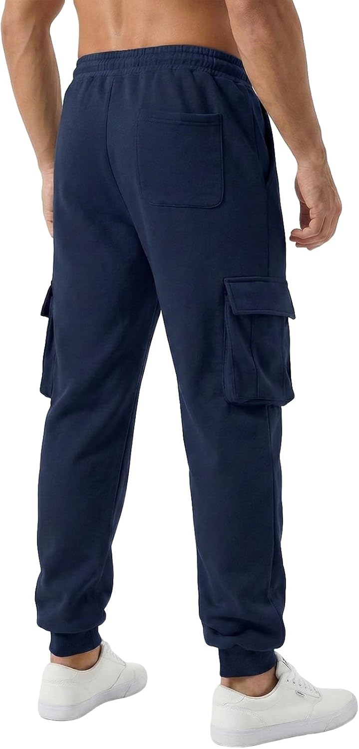 Men's Cargo Sweatpants Fleece Casual Jogging Hiking Pants Baggy Sweat Pants for Men Running Athletic Workout with Pockets - Image 5