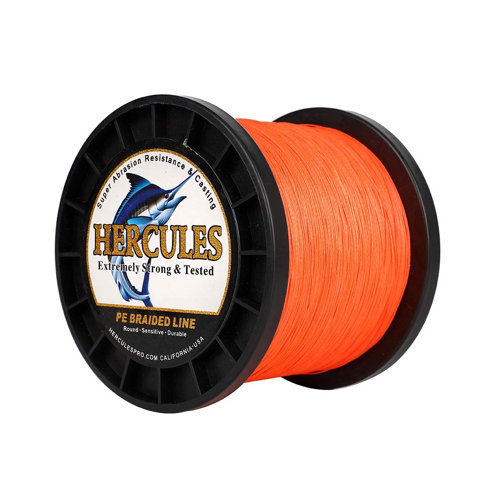 Hercules Super Cast 500M 547 Yards Braided Fishing Line 300 LB Test for Saltwater Freshwater PE Braid Fish Lines Superline 8 Strands - Orange, 300LB (136.1KG), 1.20MM โ image 1