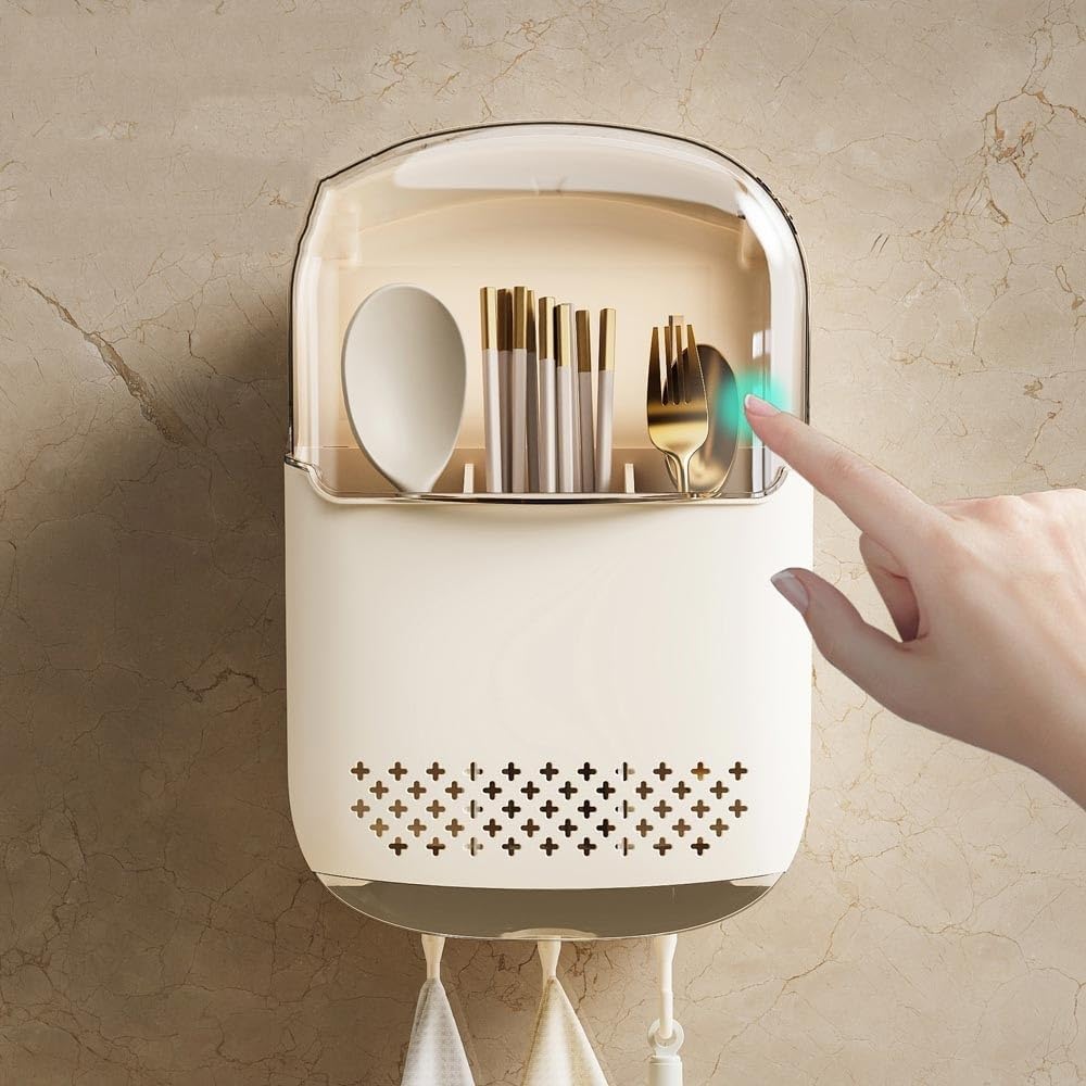 Utensil Holde Kitchen Utensil Holder Wall Mount Utensil Caddy Detachable Utensil Organizer Cutlery Drain Rack Utensil Crocks(Orange)