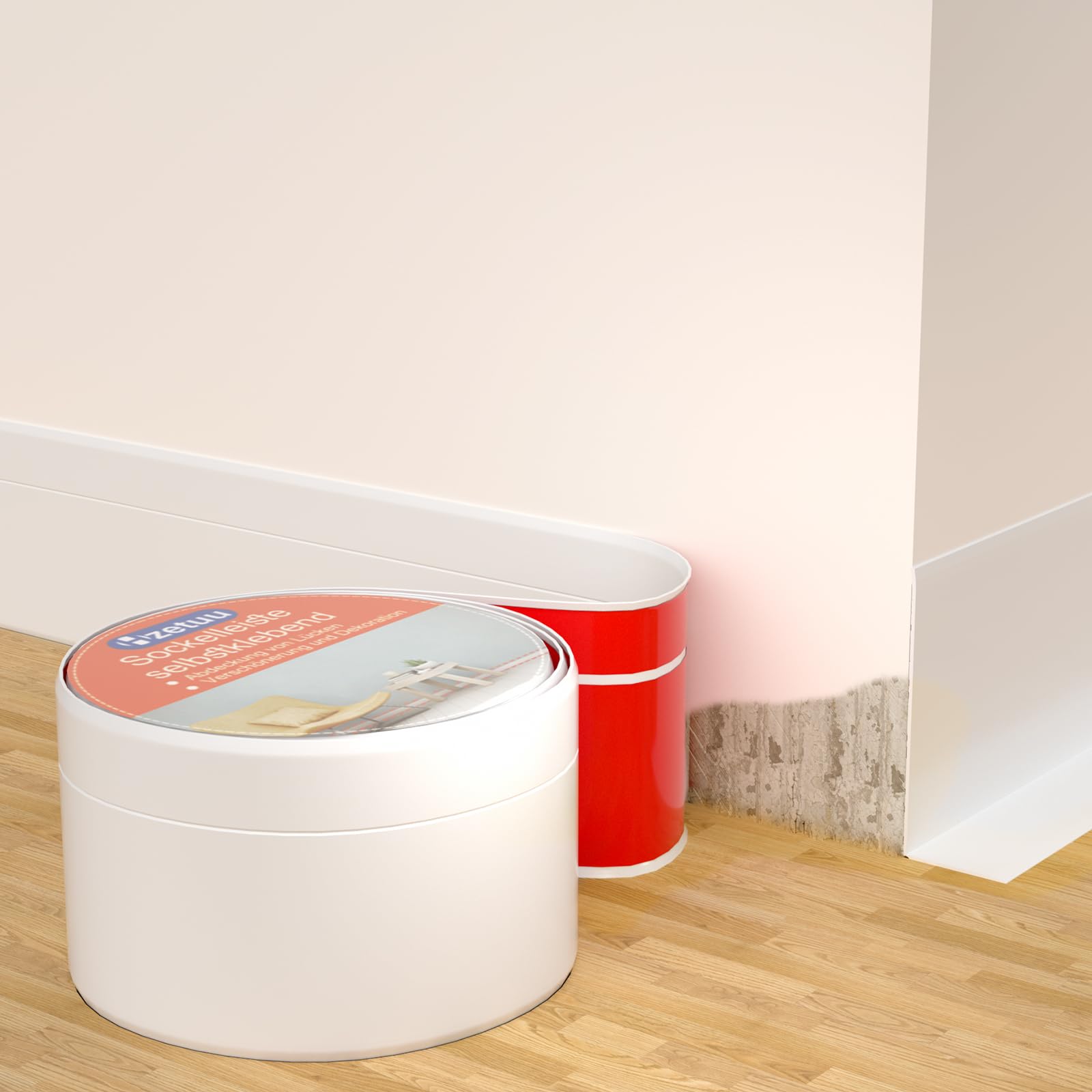Flexibel Sockelleiste Selbstklebend 15m , Perfekte Haftung Auf Wände, Ohne Bohren, DIY-Renovierung Für Altbau Und Moderne Räume, Weiß
