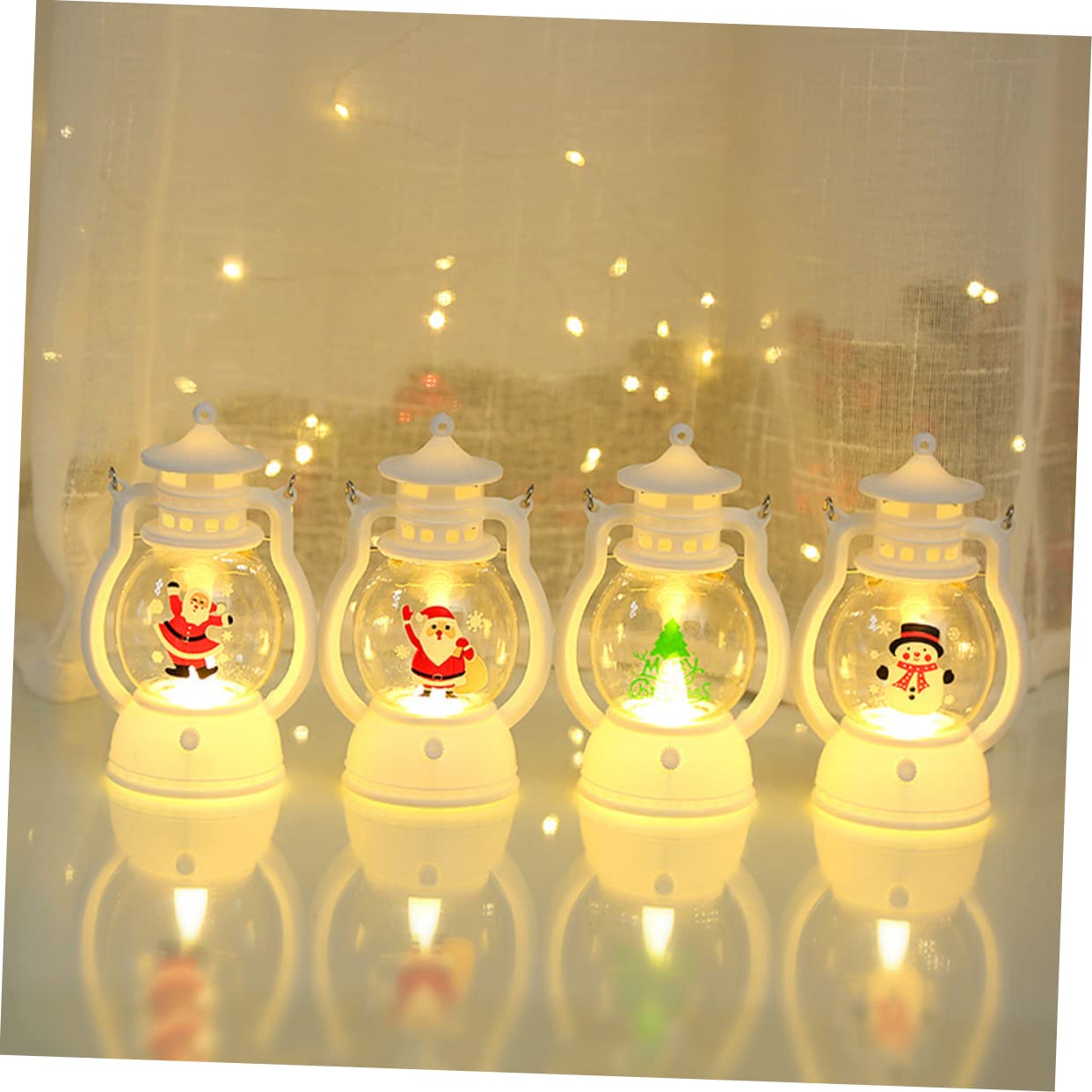 Cabilock 5 Sätze Weihnachtsnachtlicht Dekorative Weihnachtslampe Rentier Weihnachtstisch Mittelstücke Girlande Flackerndes LED Licht Glühbirnen Weihnachtsnachtlampe 2 Stück * 5