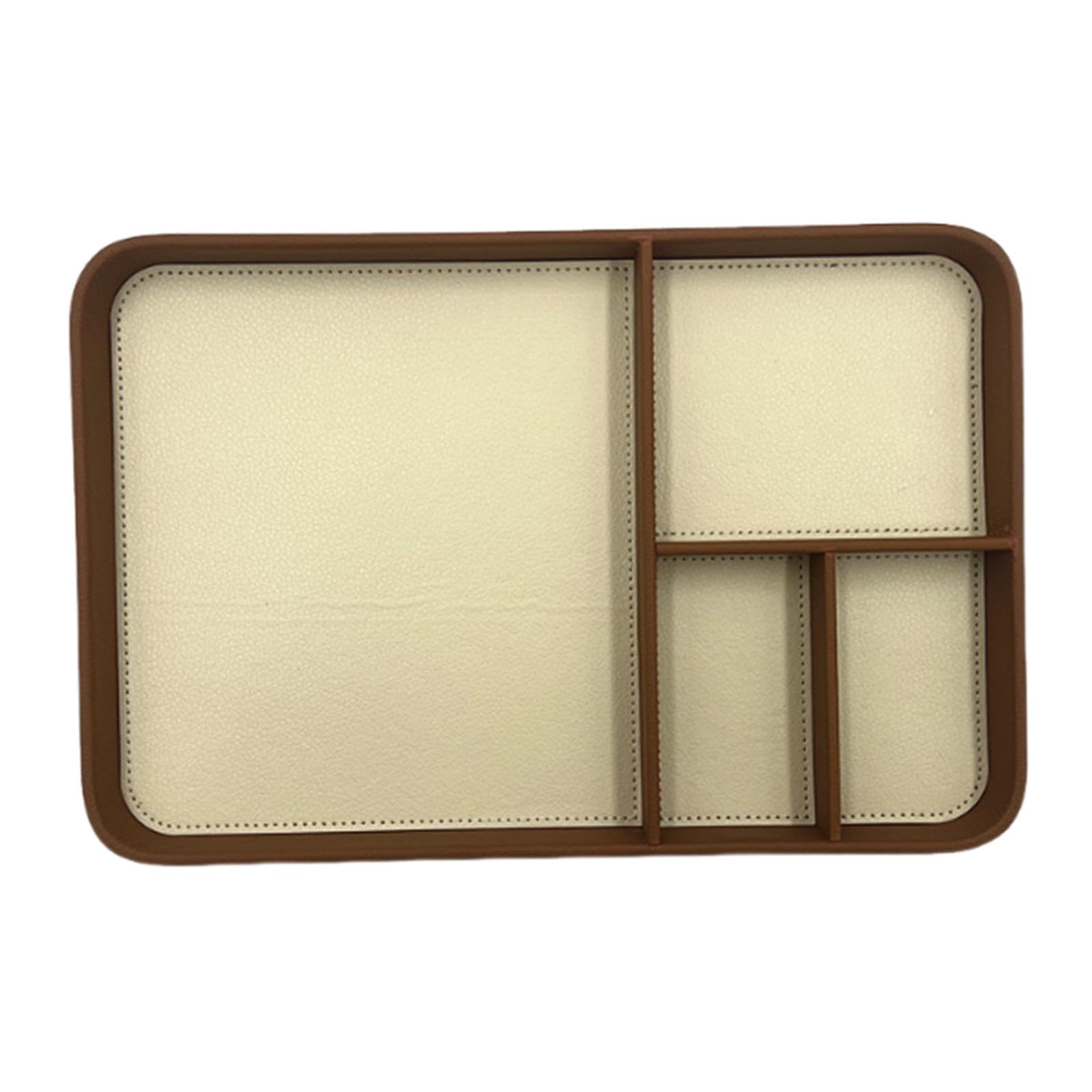 Colcolo Bandeja de Valet Bandeja 4 Compartimento para Hombres Recipiente de Almacenamiento de Organizador Moderno Moderno para la Billetera joyería, Marrón Beige